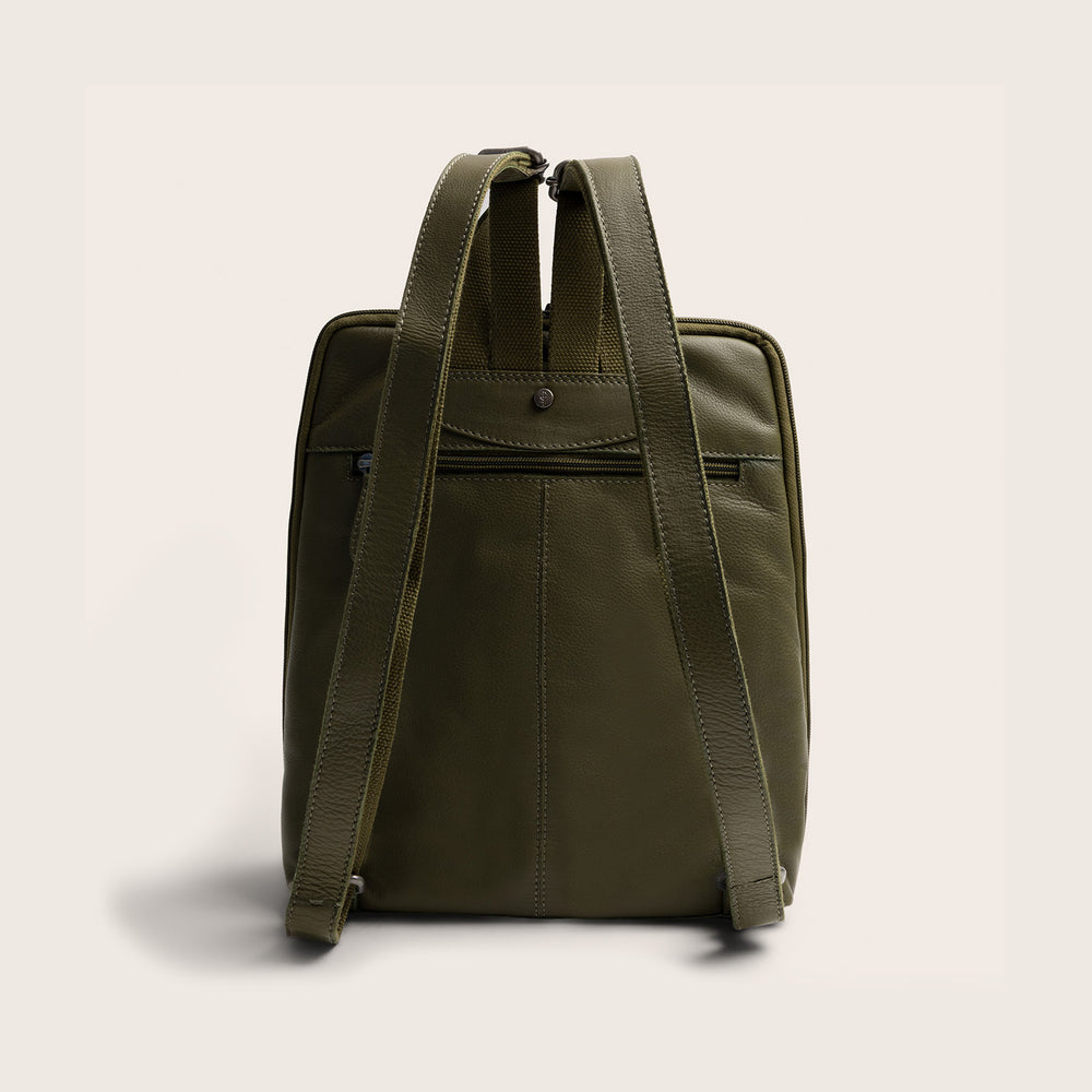 Leather Backpack Olive Green Ilara