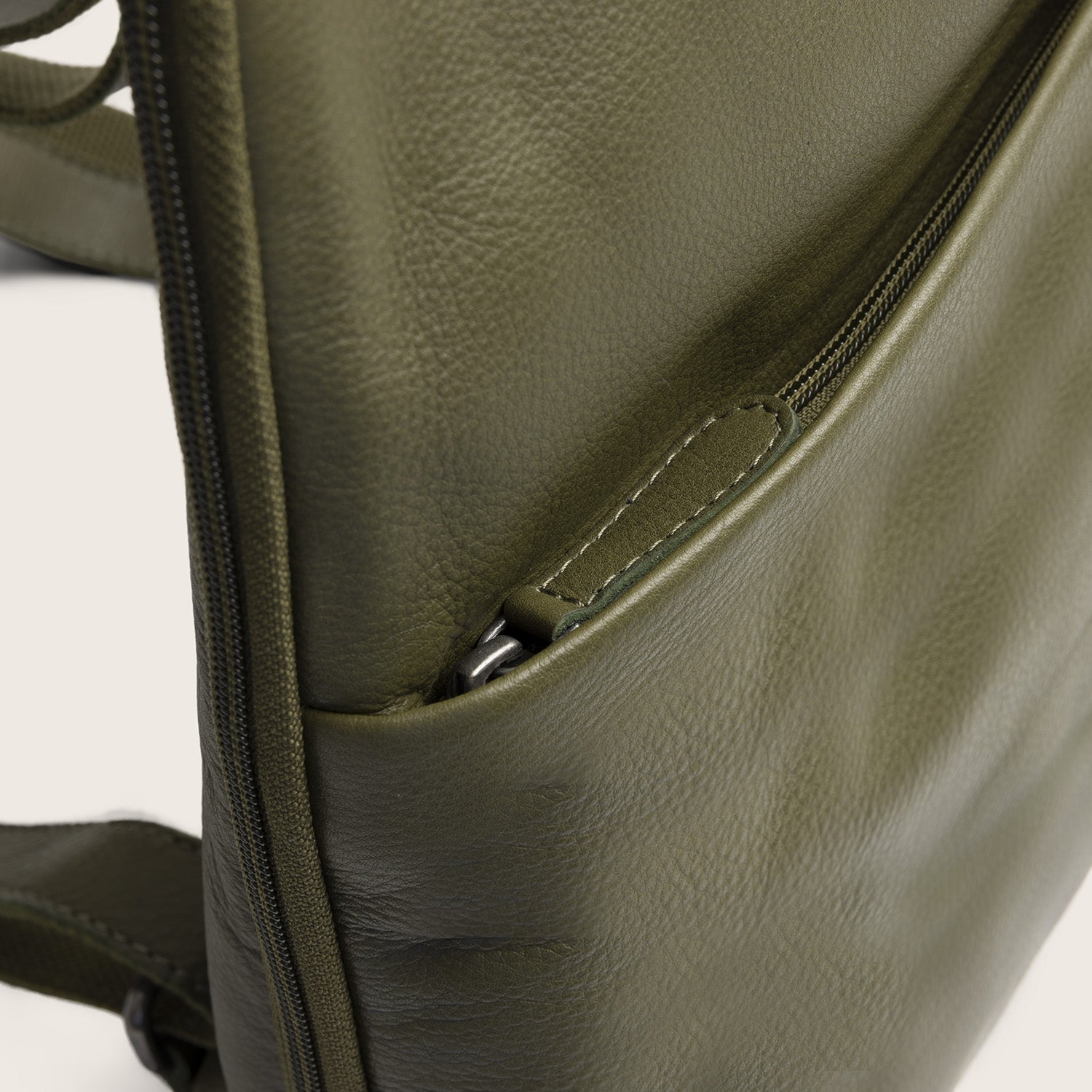 Leather Backpack Olive Green Ilara