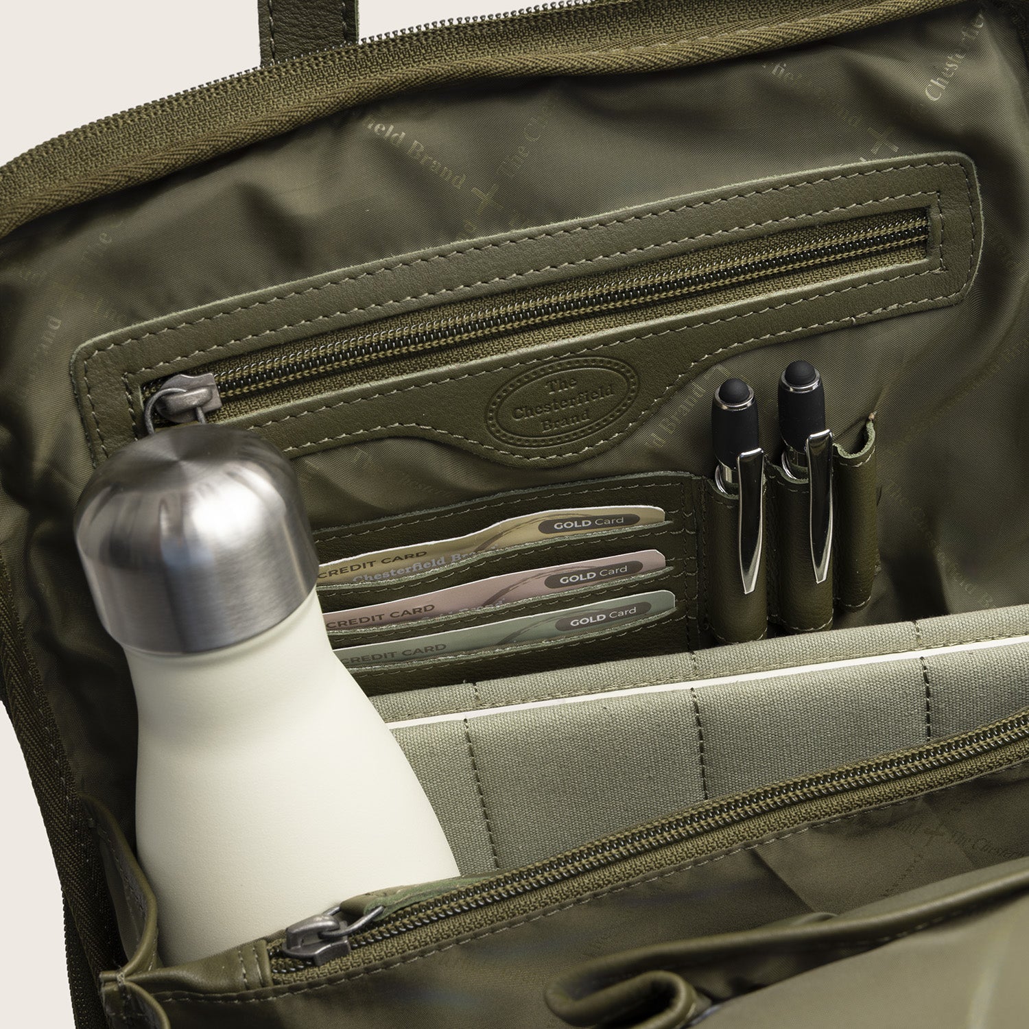 Leather Backpack Olive Green Ilara