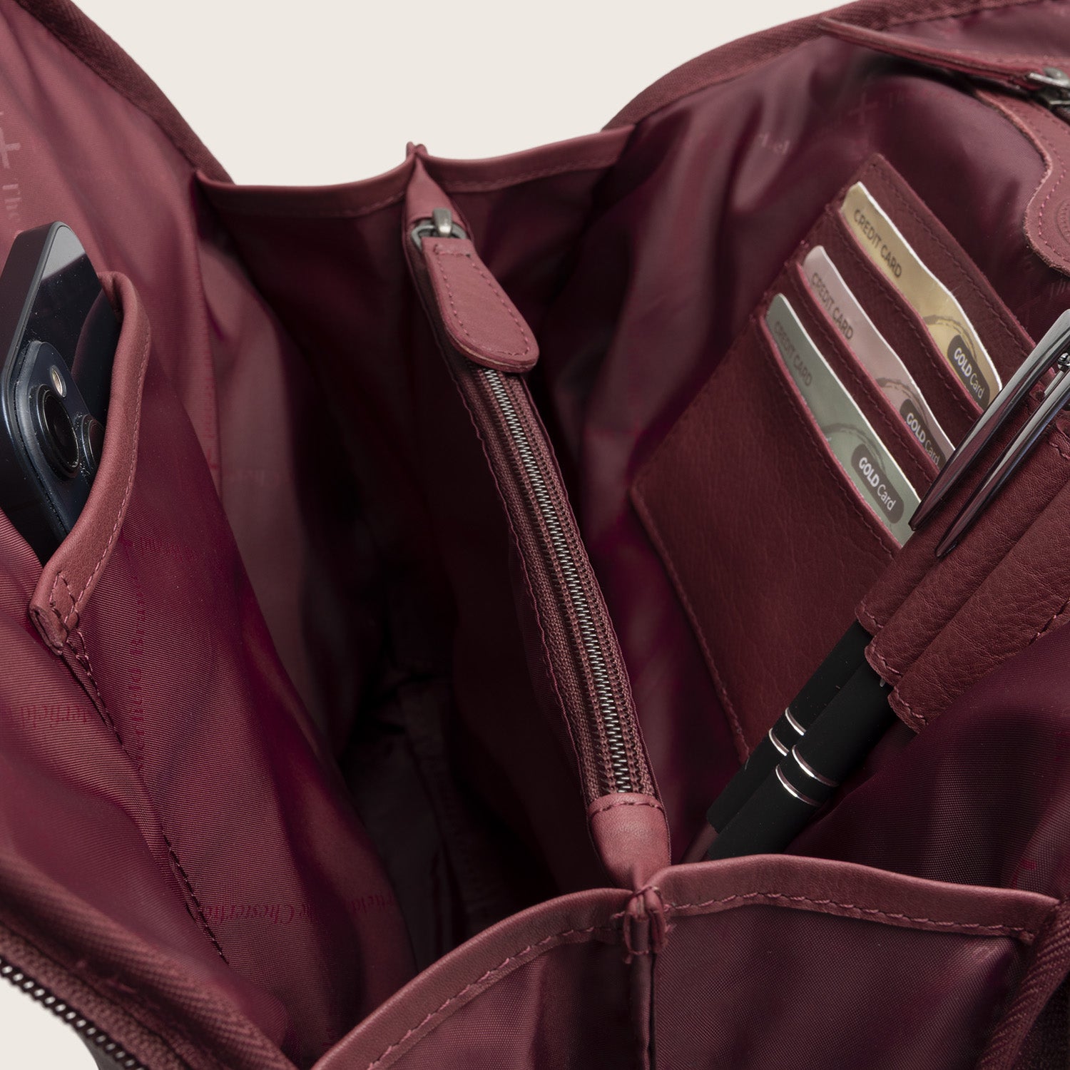 Leder Rucksack Beere Ilara