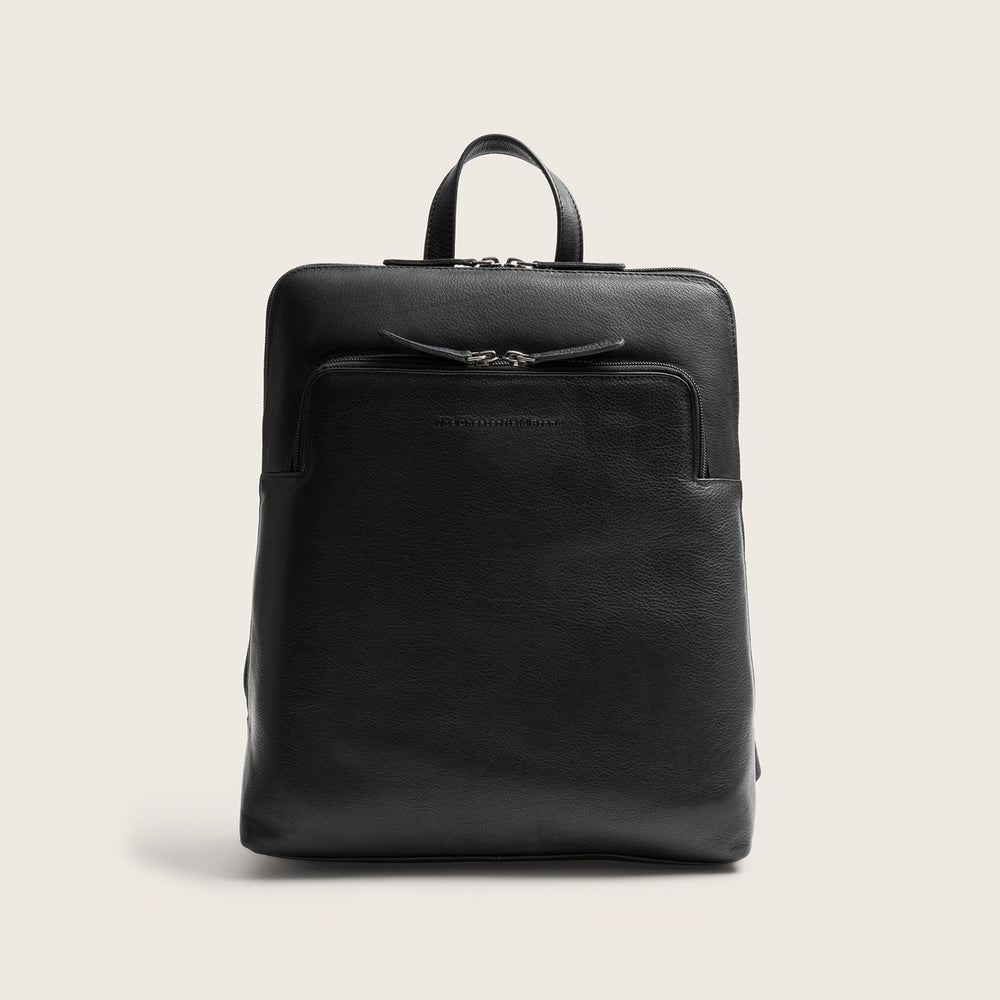 Leder Laptoprucksack Schwarz Rosverra