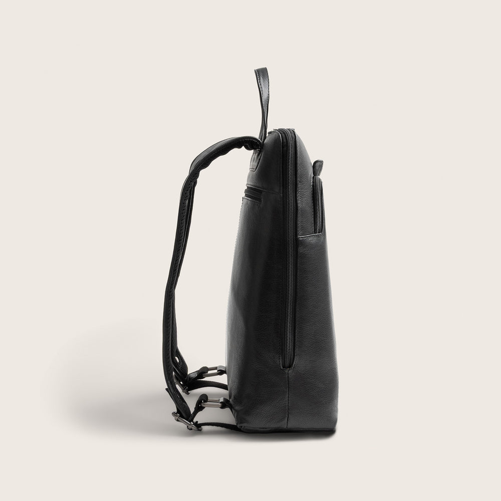 Leder Laptoprucksack Schwarz Rosverra