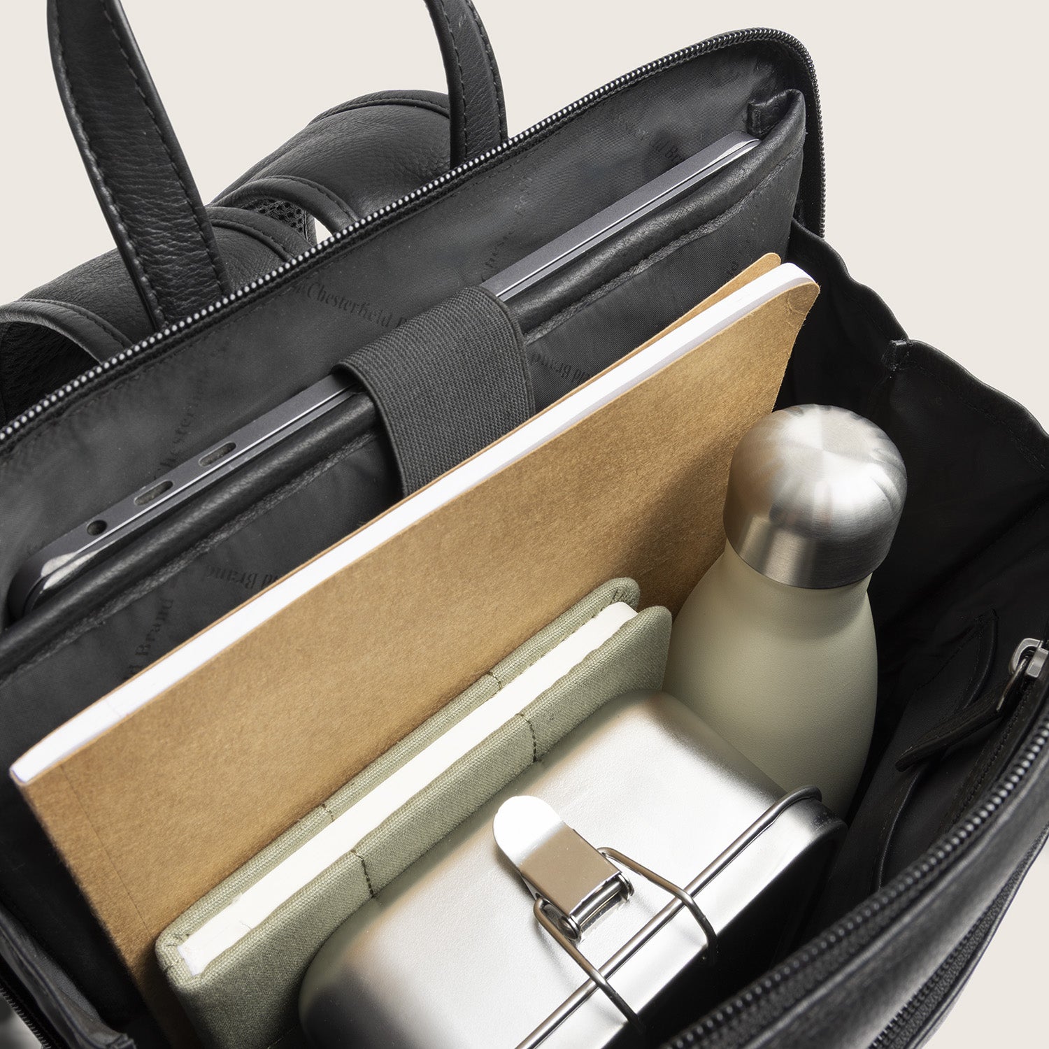 Leather Laptop Backpack Black Rosverra
