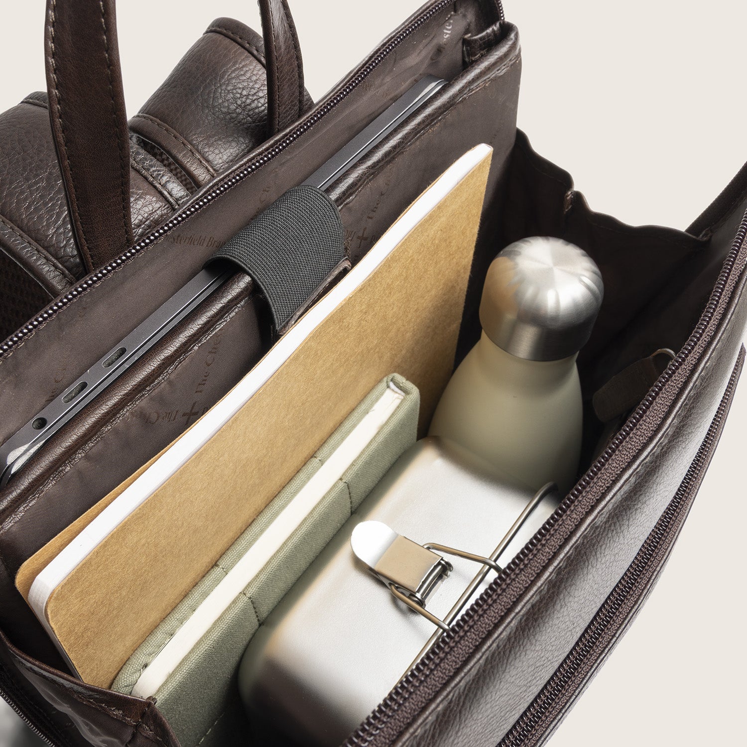 Leather Laptop Backpack Brown Rosverra