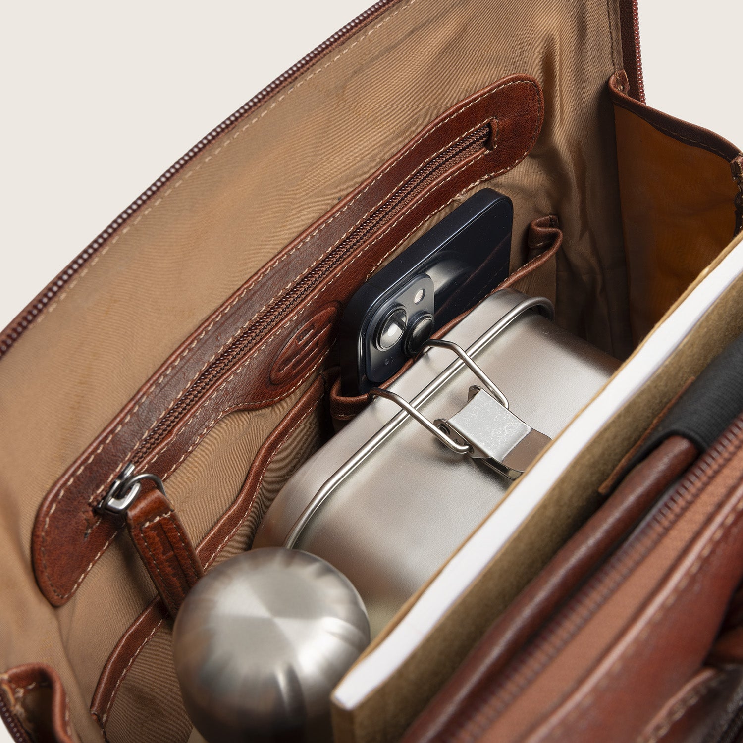 Leather Laptop Backpack Cognac Rosverra