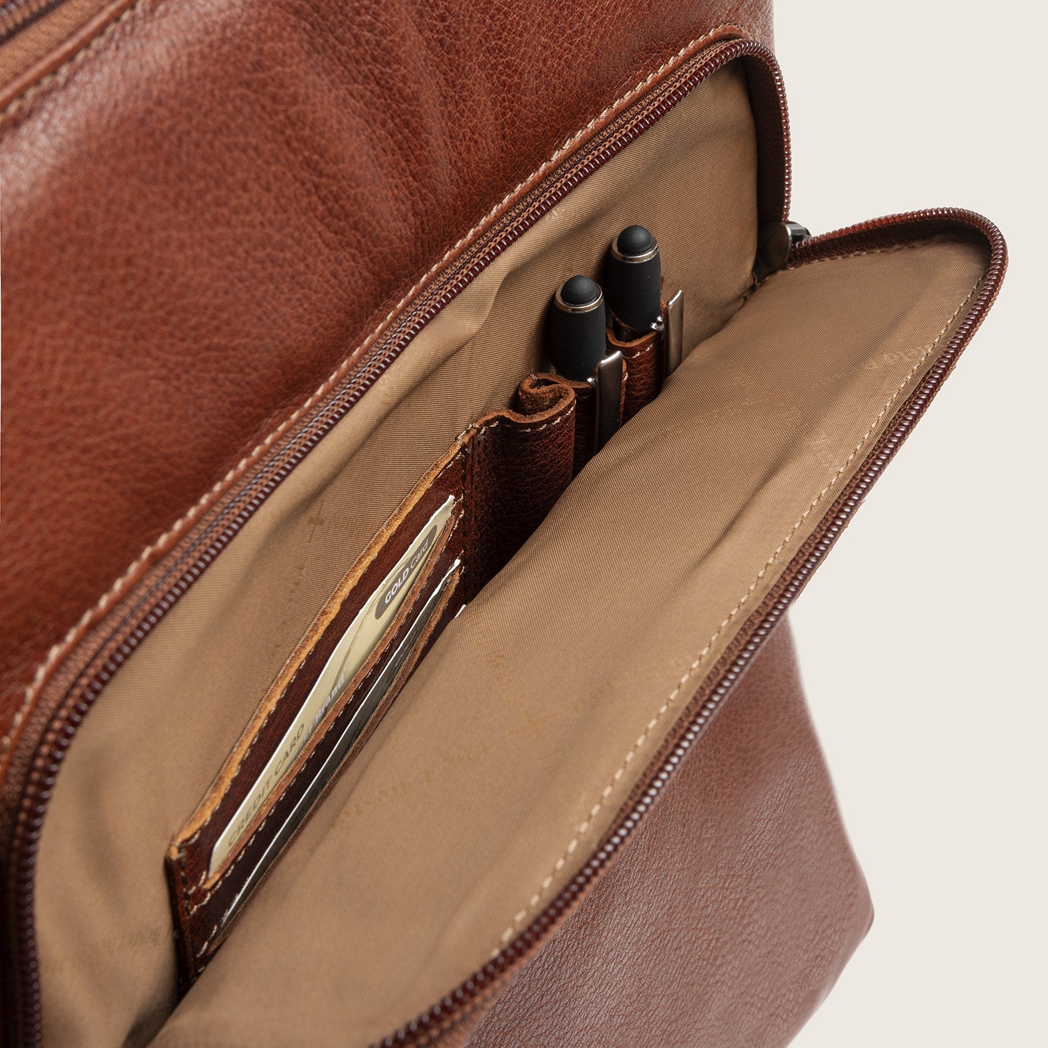 Leather Laptop Backpack Cognac Rosverra