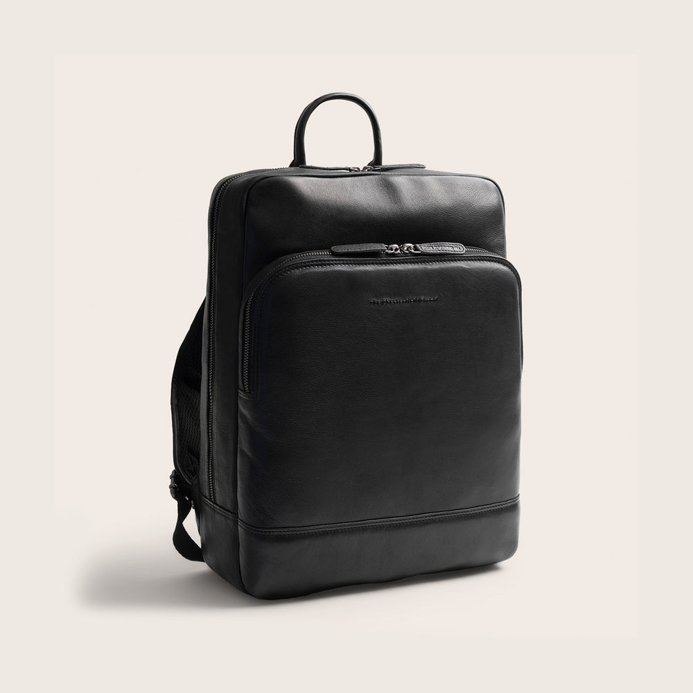 Leder Laptoprucksack Schwarz Marvello