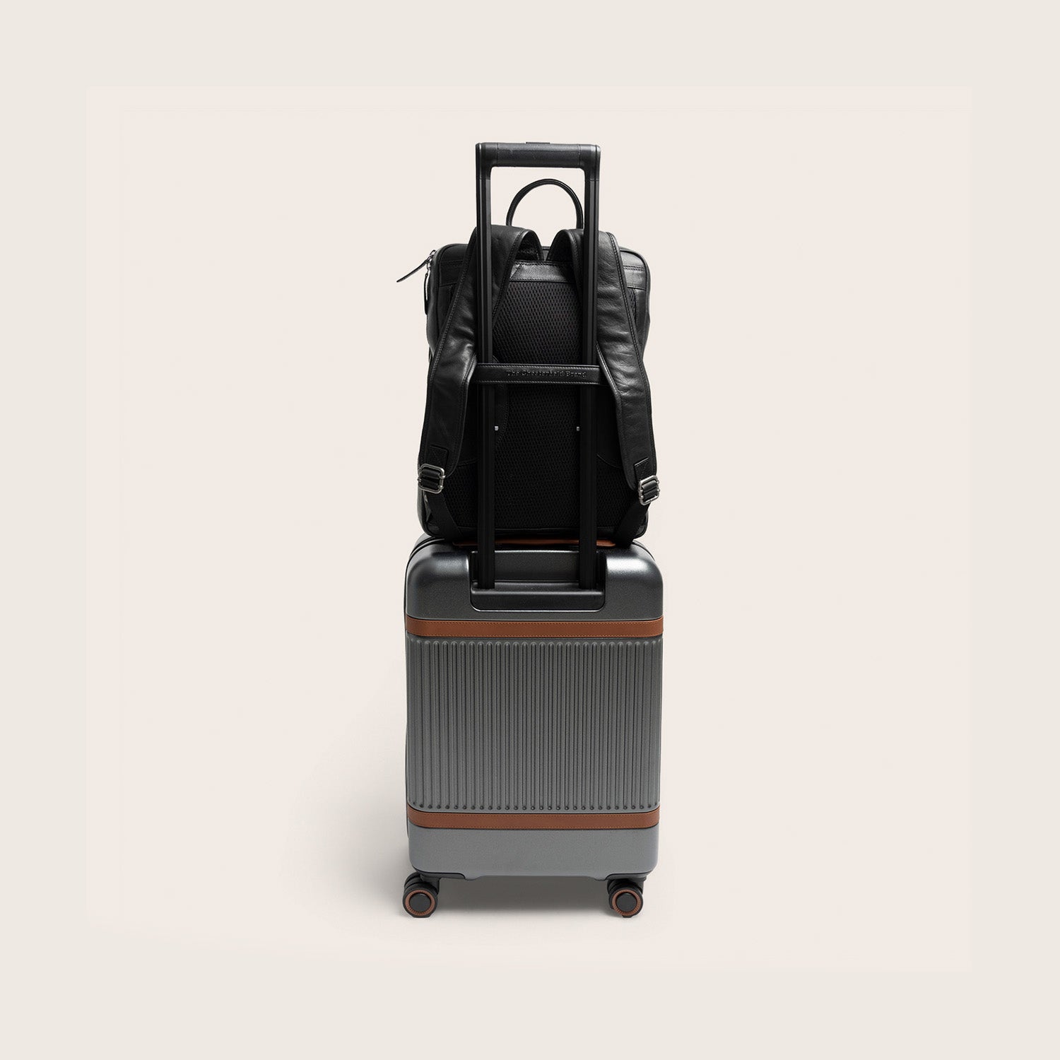 Leder Laptoprucksack Schwarz Marvello