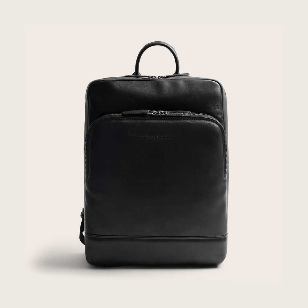 Leder Laptoprucksack Schwarz Marvello