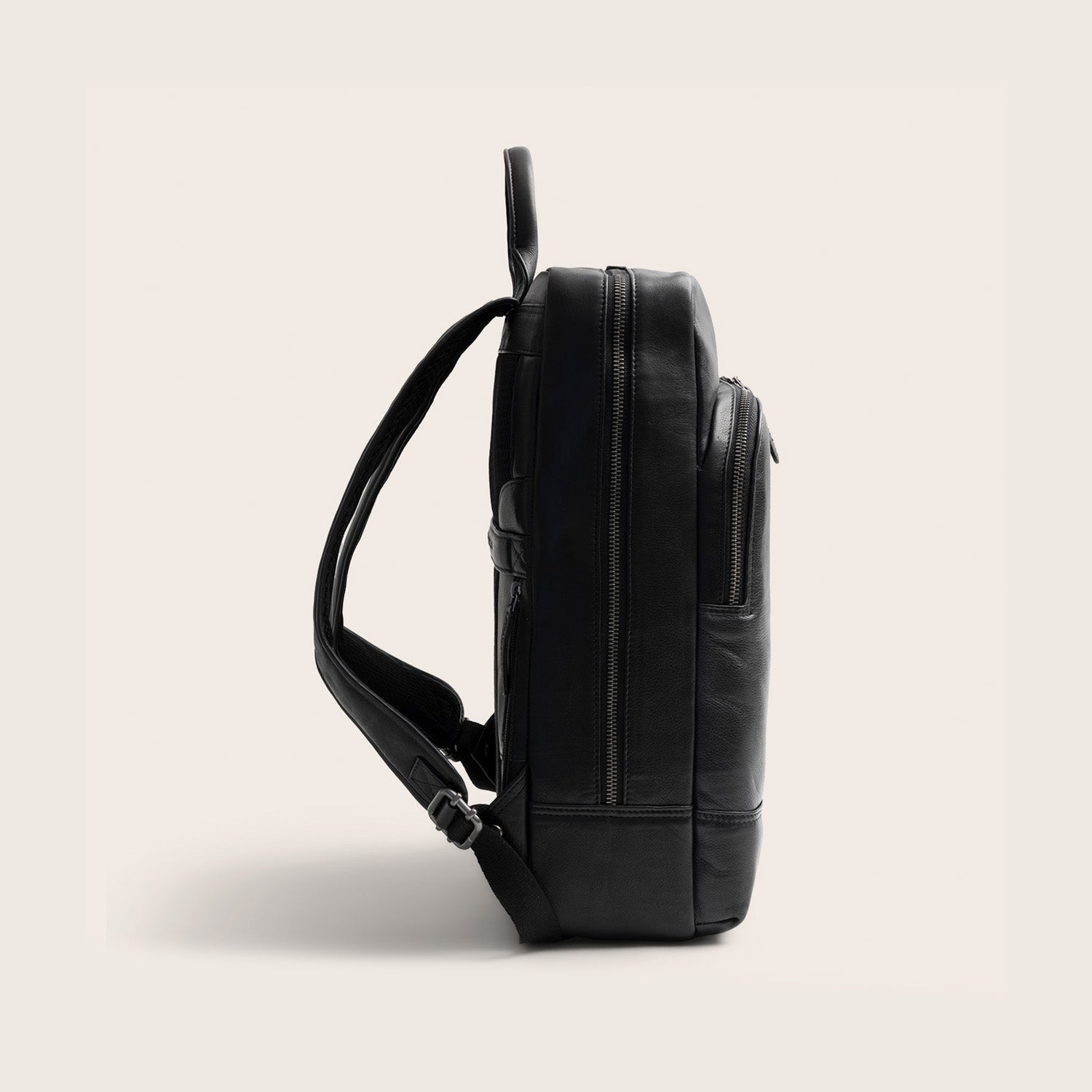 Leder Laptoprucksack Schwarz Marvello
