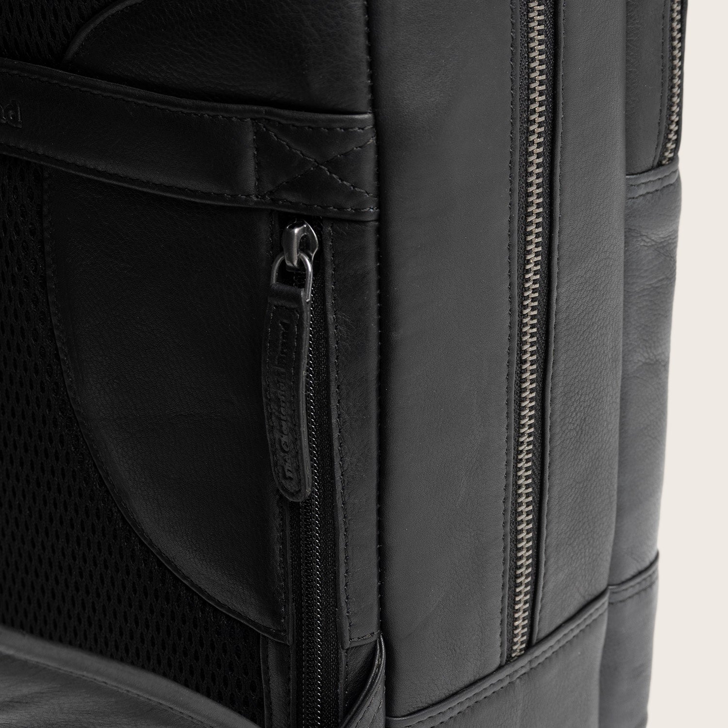 Leder Laptoprucksack Schwarz Marvello