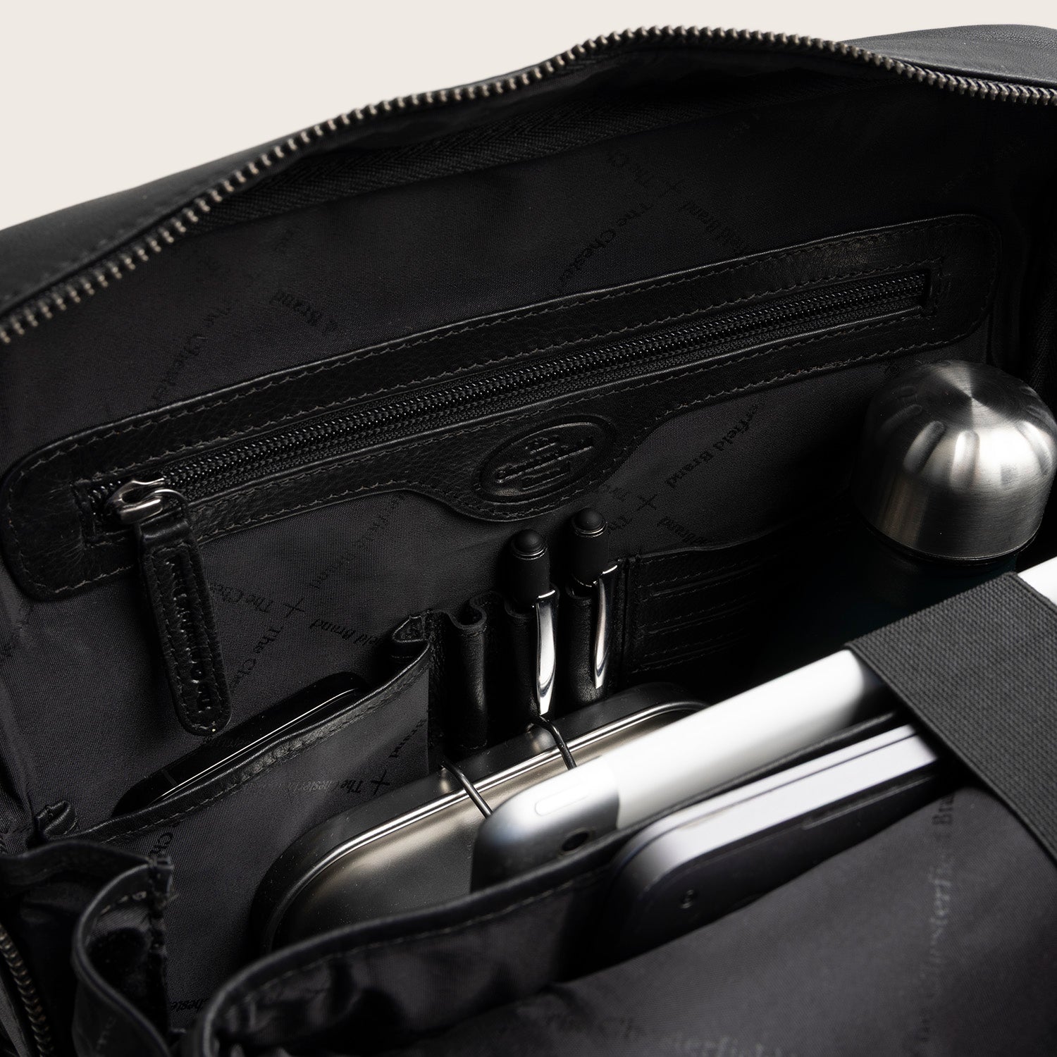 Leder Laptoprucksack Schwarz Marvello