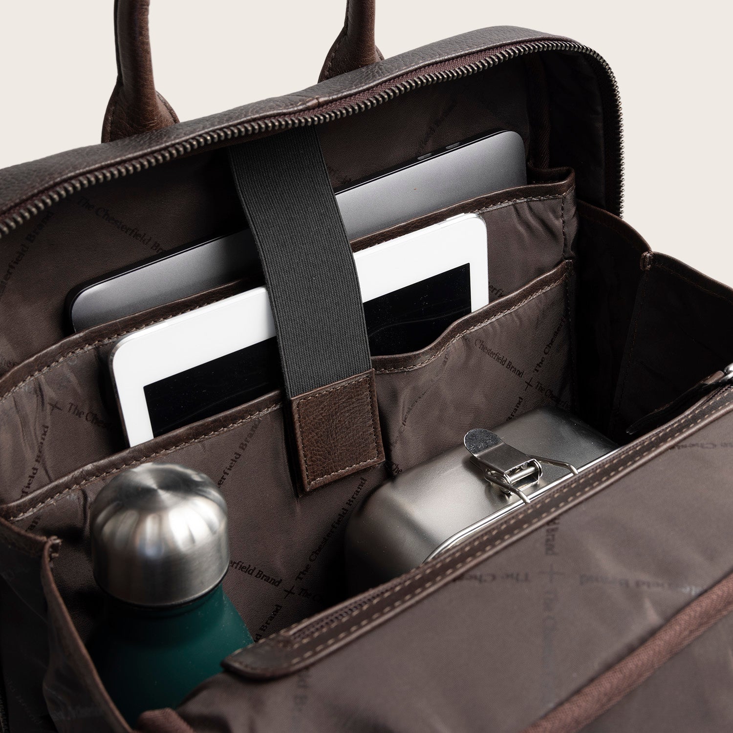 Leder Laptoprucksack Braun Marvello