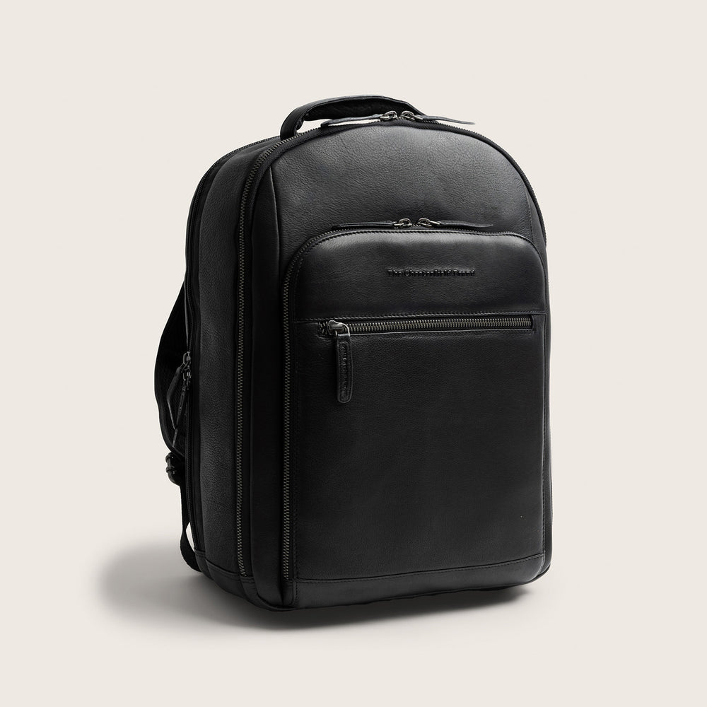 Leder Laptoprucksack Schwarz Serenzo