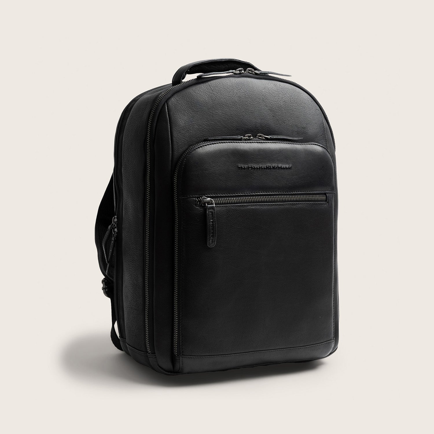 Leder Laptoprucksack Schwarz Serenzo