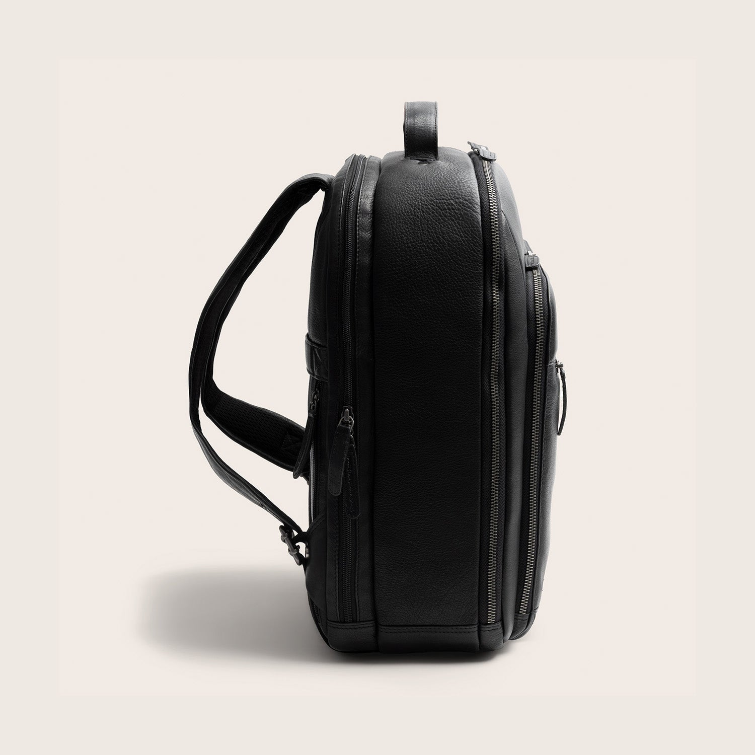 Leder Laptoprucksack Schwarz Serenzo