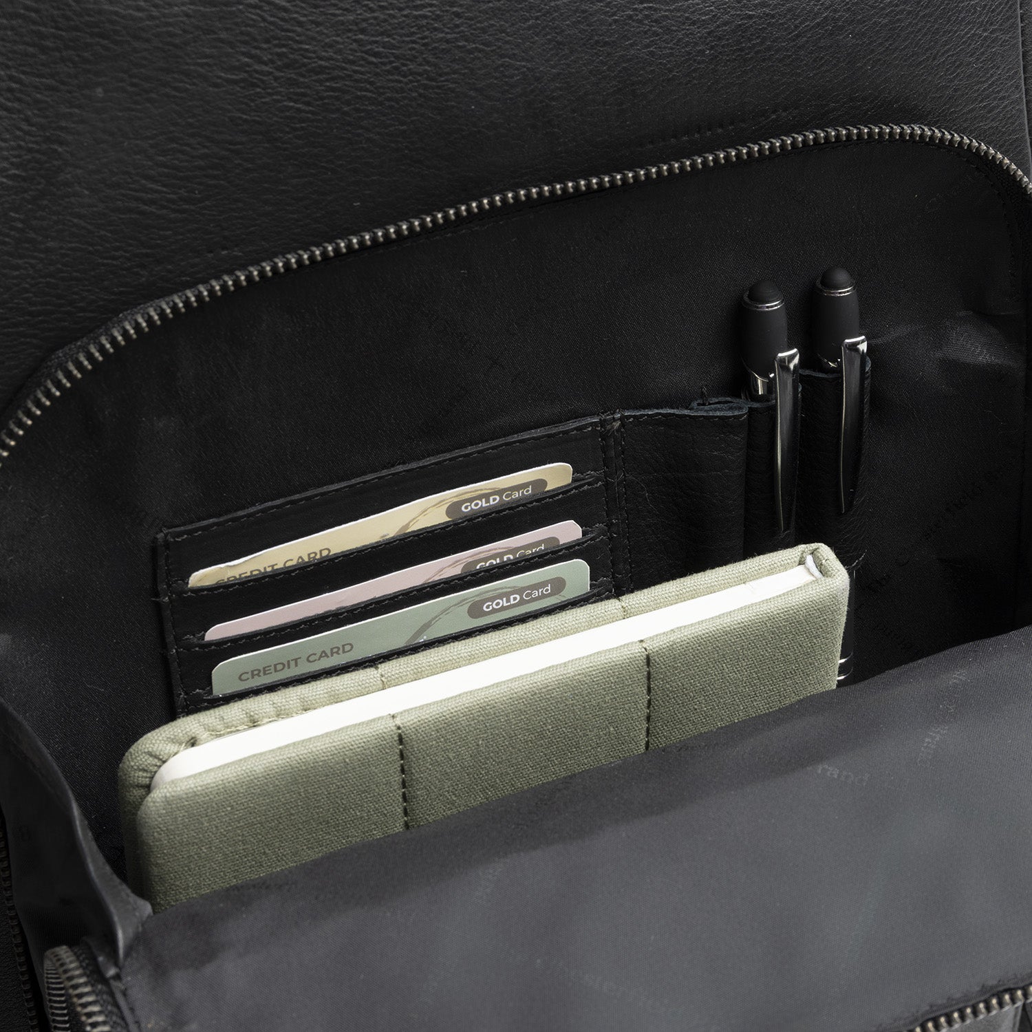 Leder Laptoprucksack Schwarz Serenzo
