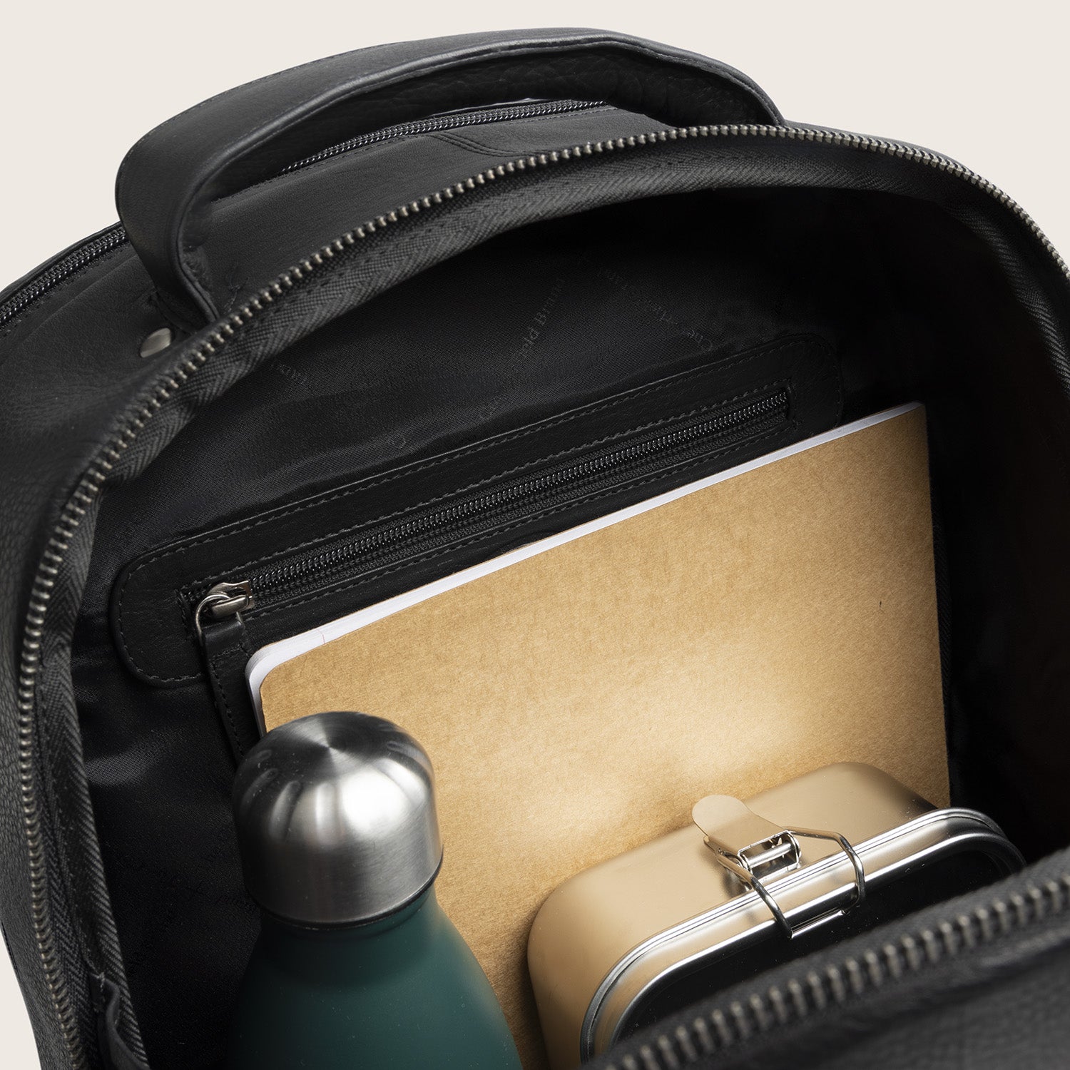 Leder Laptoprucksack Schwarz Serenzo