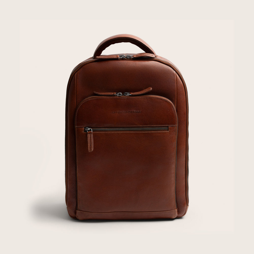 Leder Laptoprucksack Cognac Serenzo