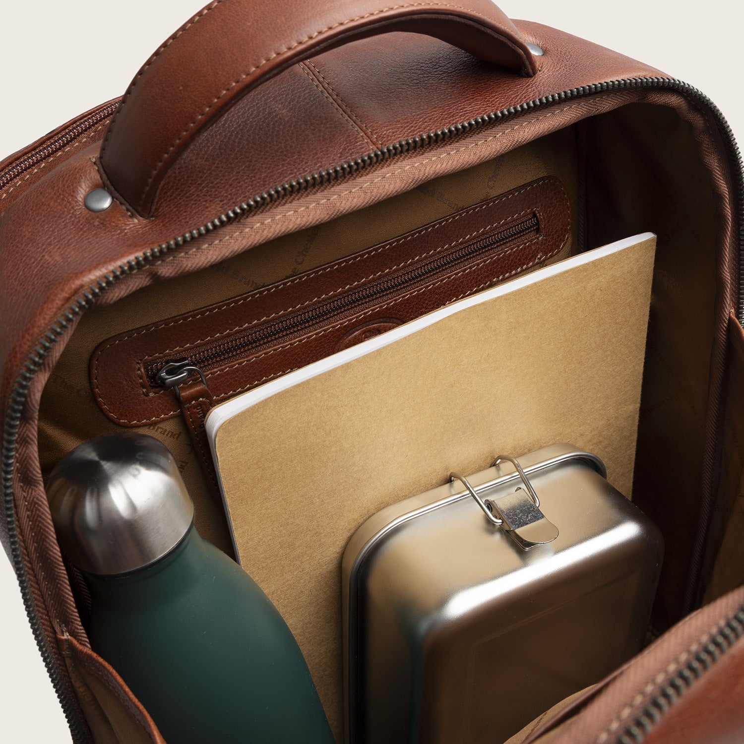 Leder Laptoprucksack Cognac Serenzo