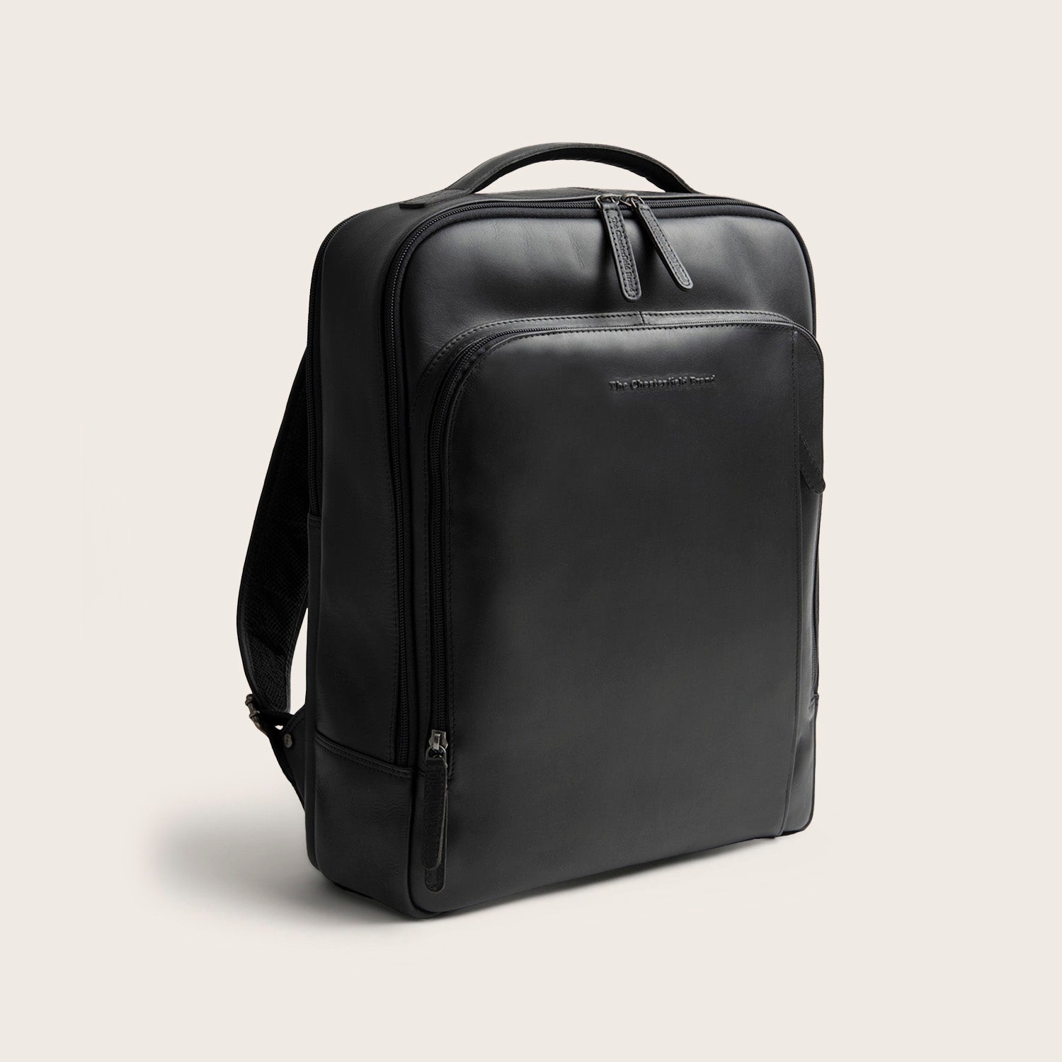 Leather Laptop Backpack Black Quincy
