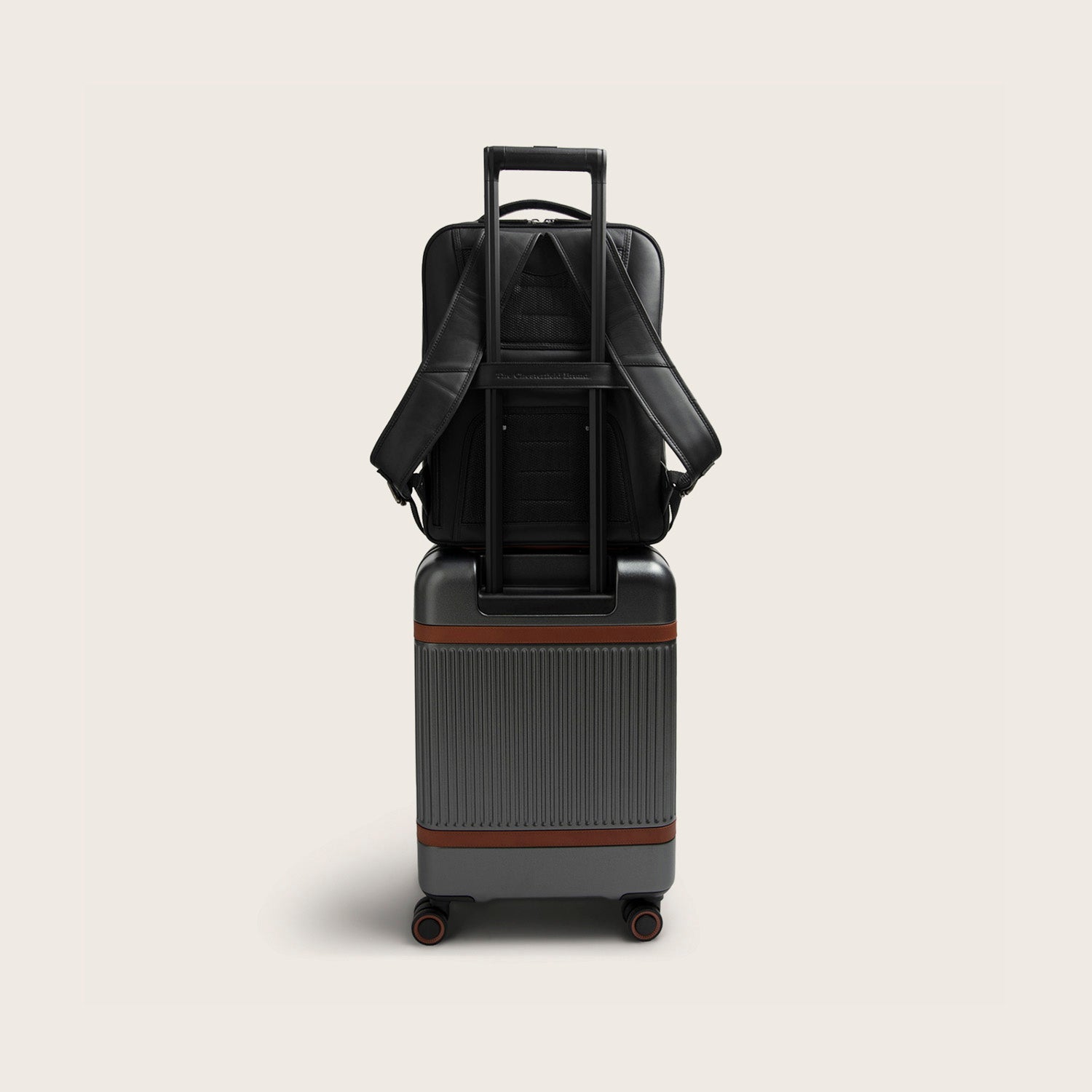 Leather Laptop Backpack Black Quincy
