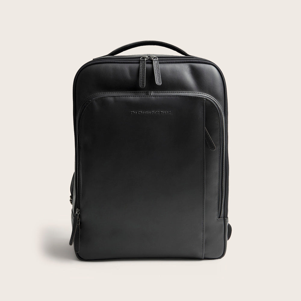 Leder Laptoprucksack Schwarz Quincy
