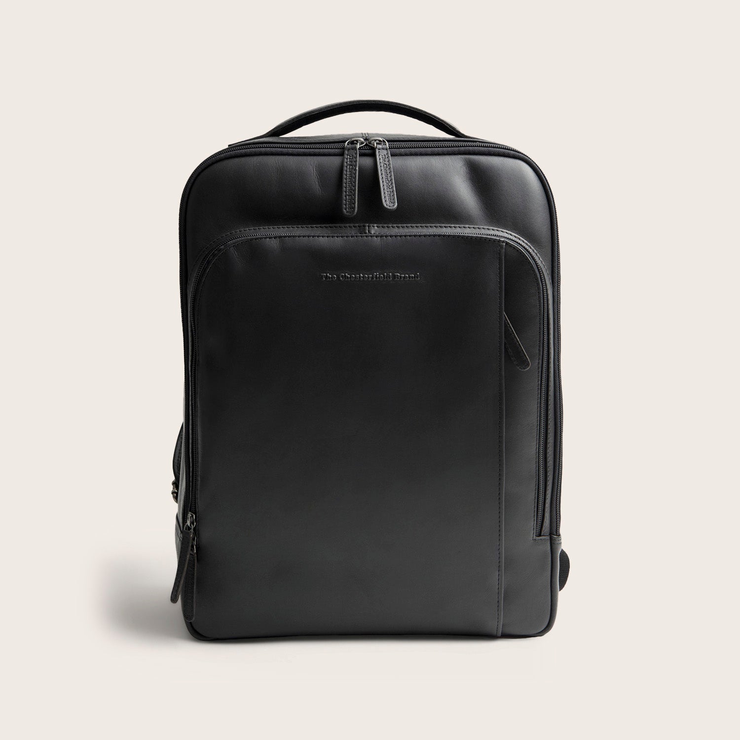 Leather Laptop Backpack Black Quincy