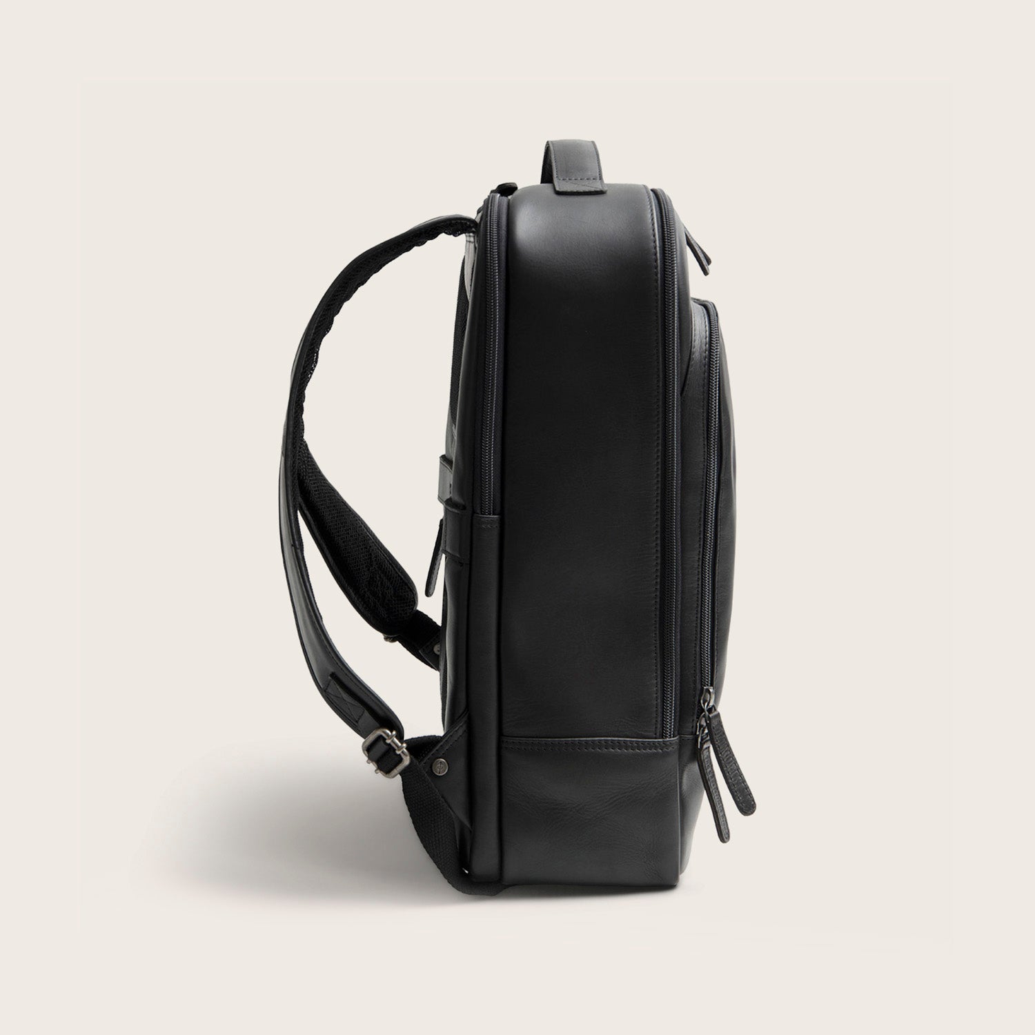 Leather Laptop Backpack Black Quincy