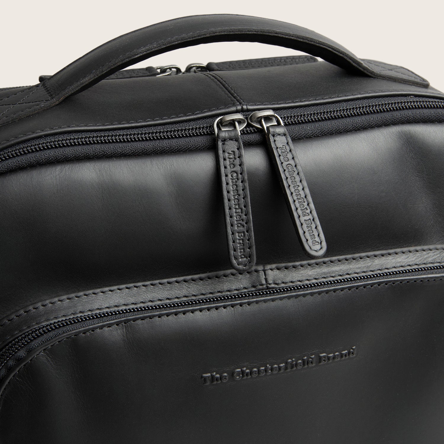 Leather Laptop Backpack Black Quincy