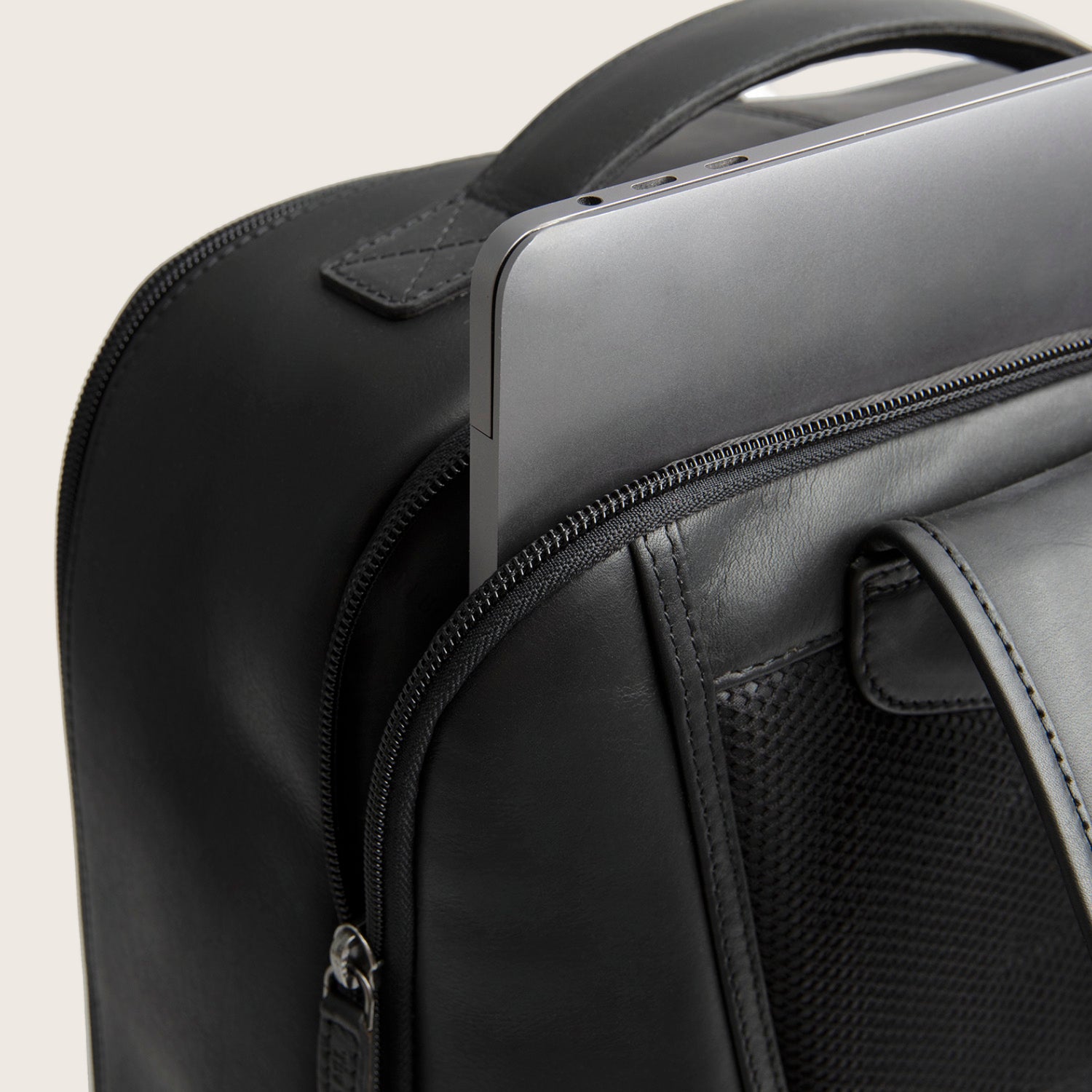 Leather Laptop Backpack Black Quincy