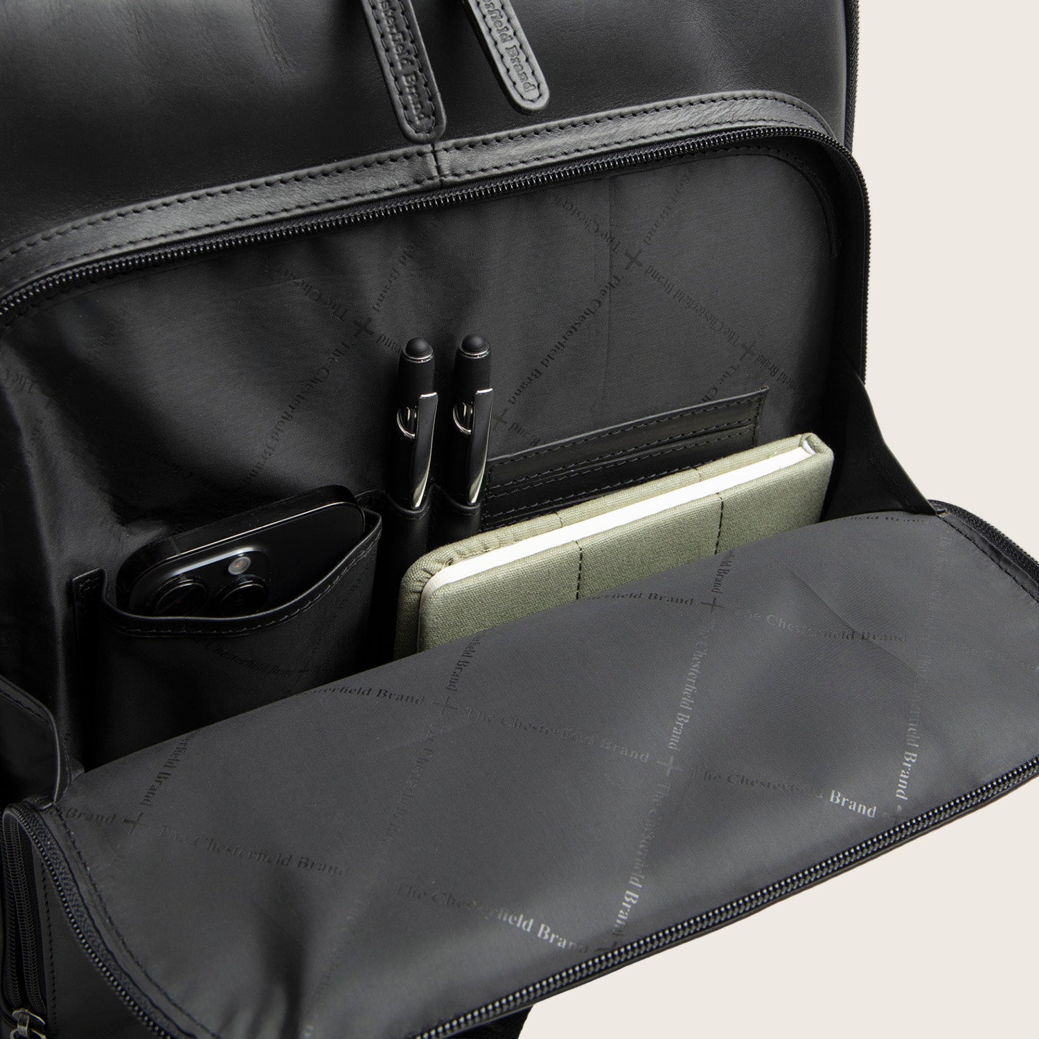 Leather Laptop Backpack Black Quincy