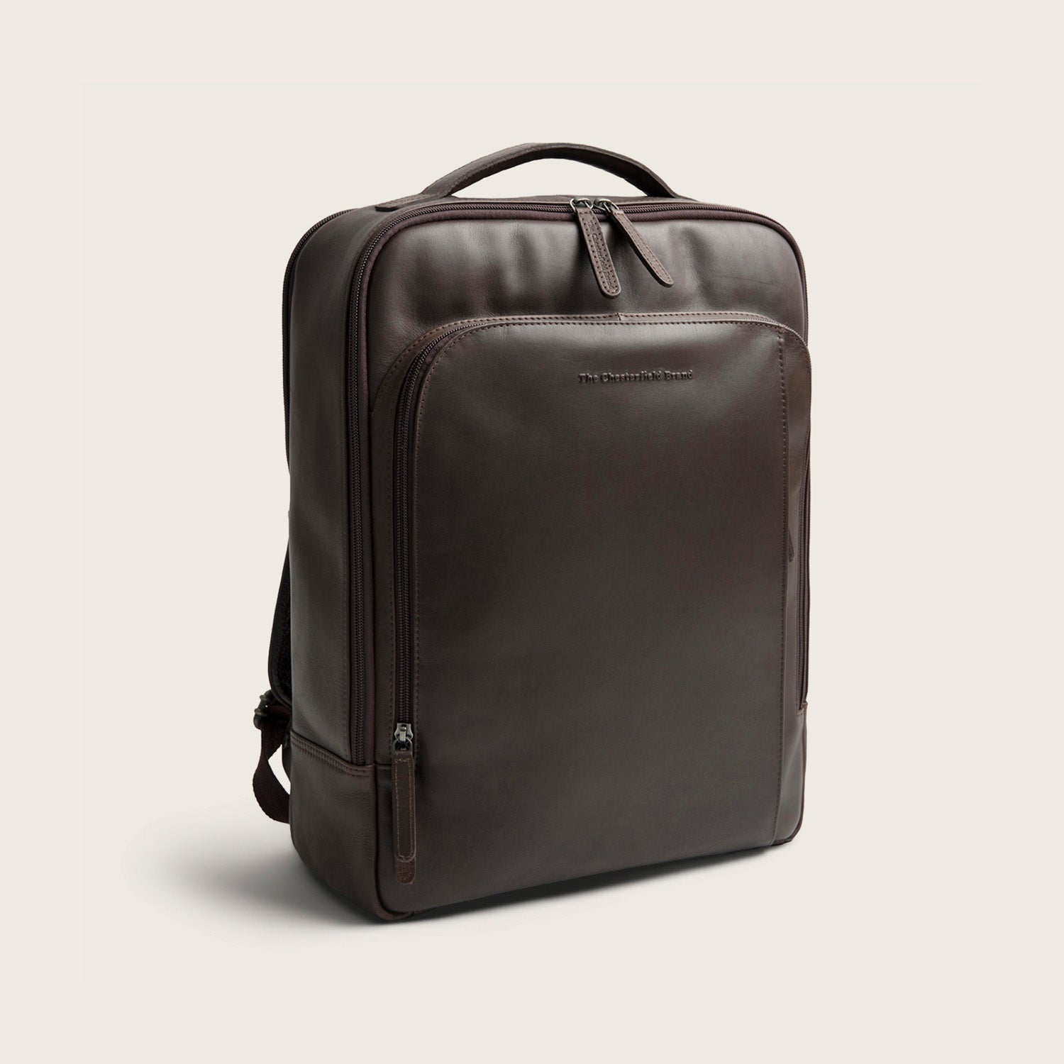Leather Laptop Backpack Brown Quincy