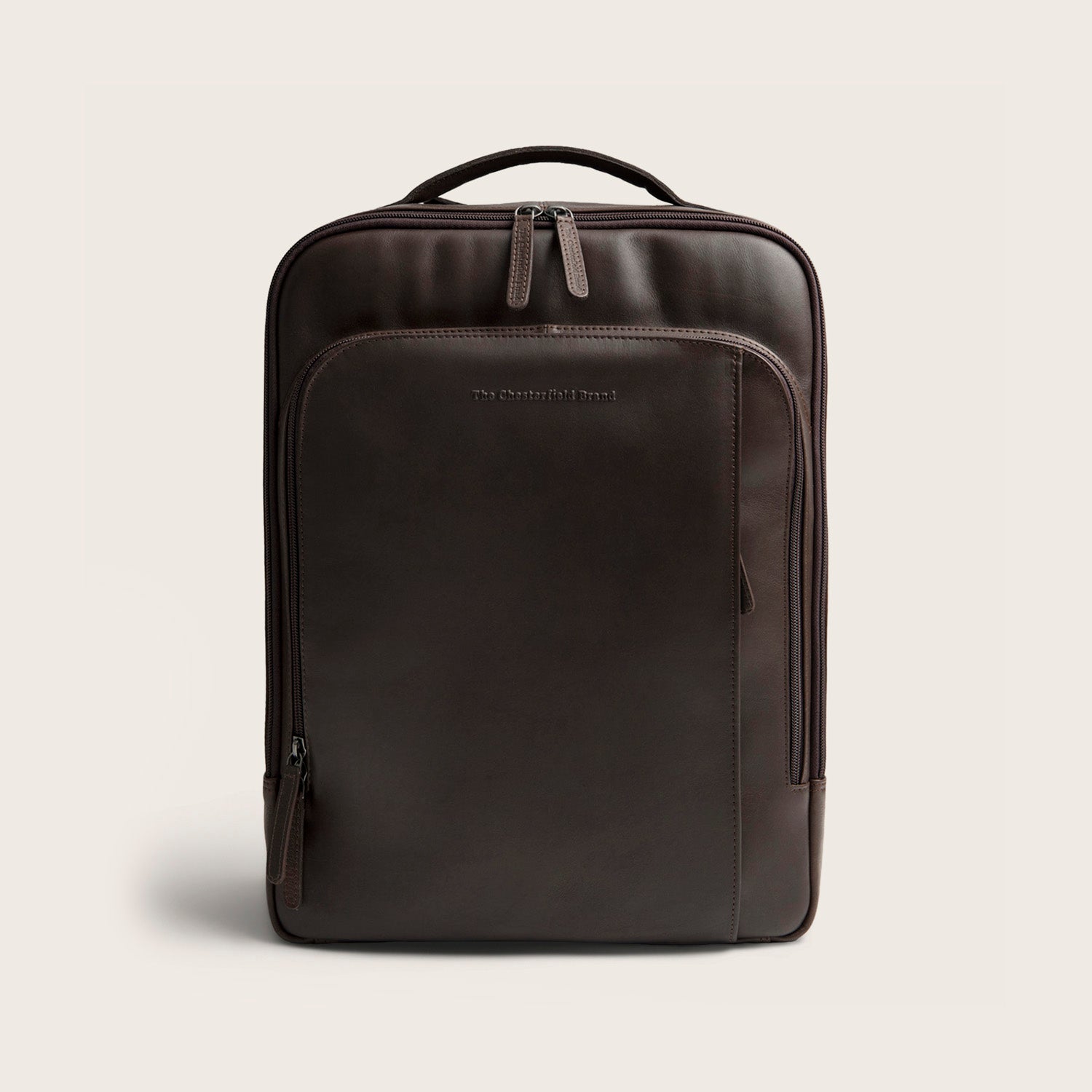 Leather Laptop Backpack Brown Quincy