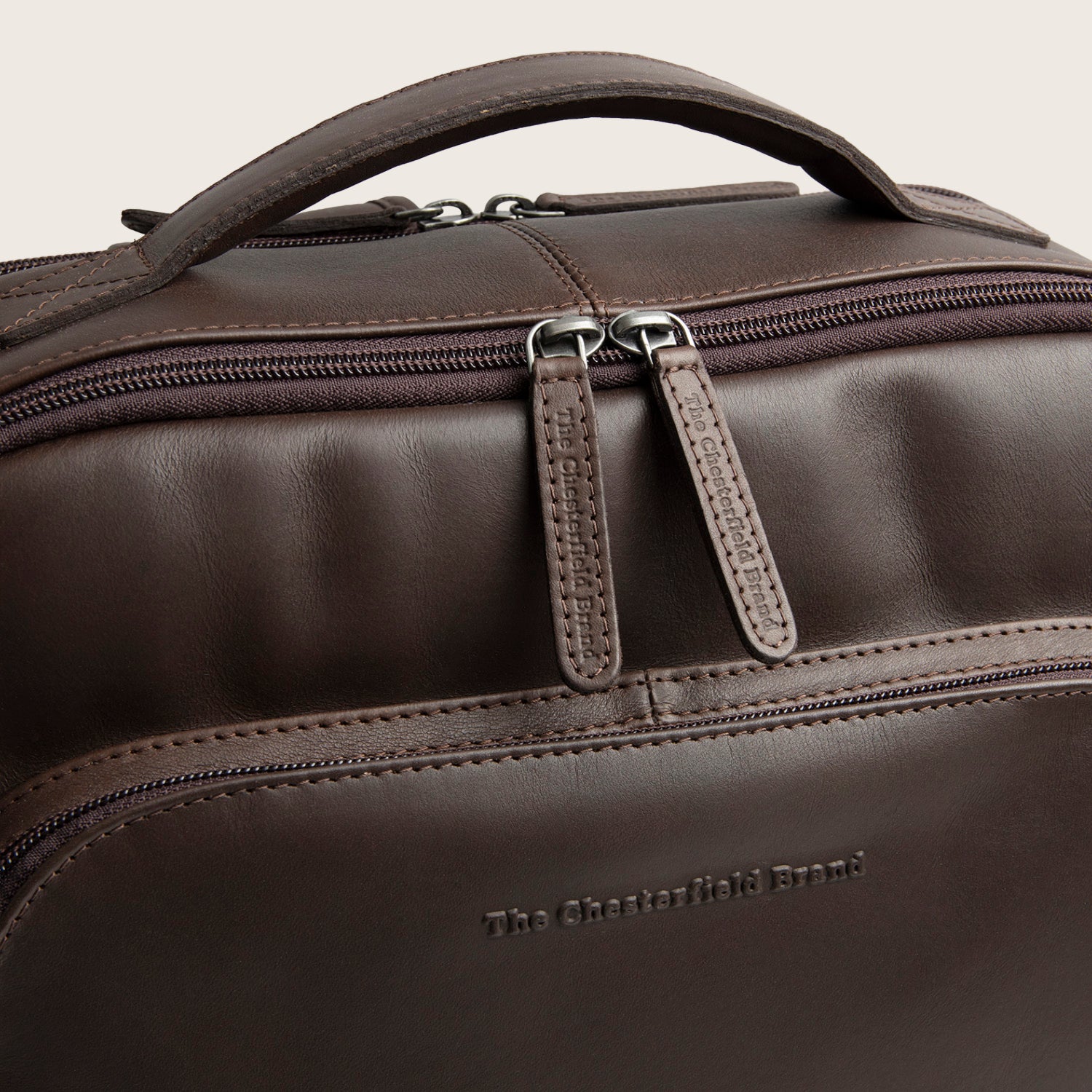 Leather Laptop Backpack Brown Quincy