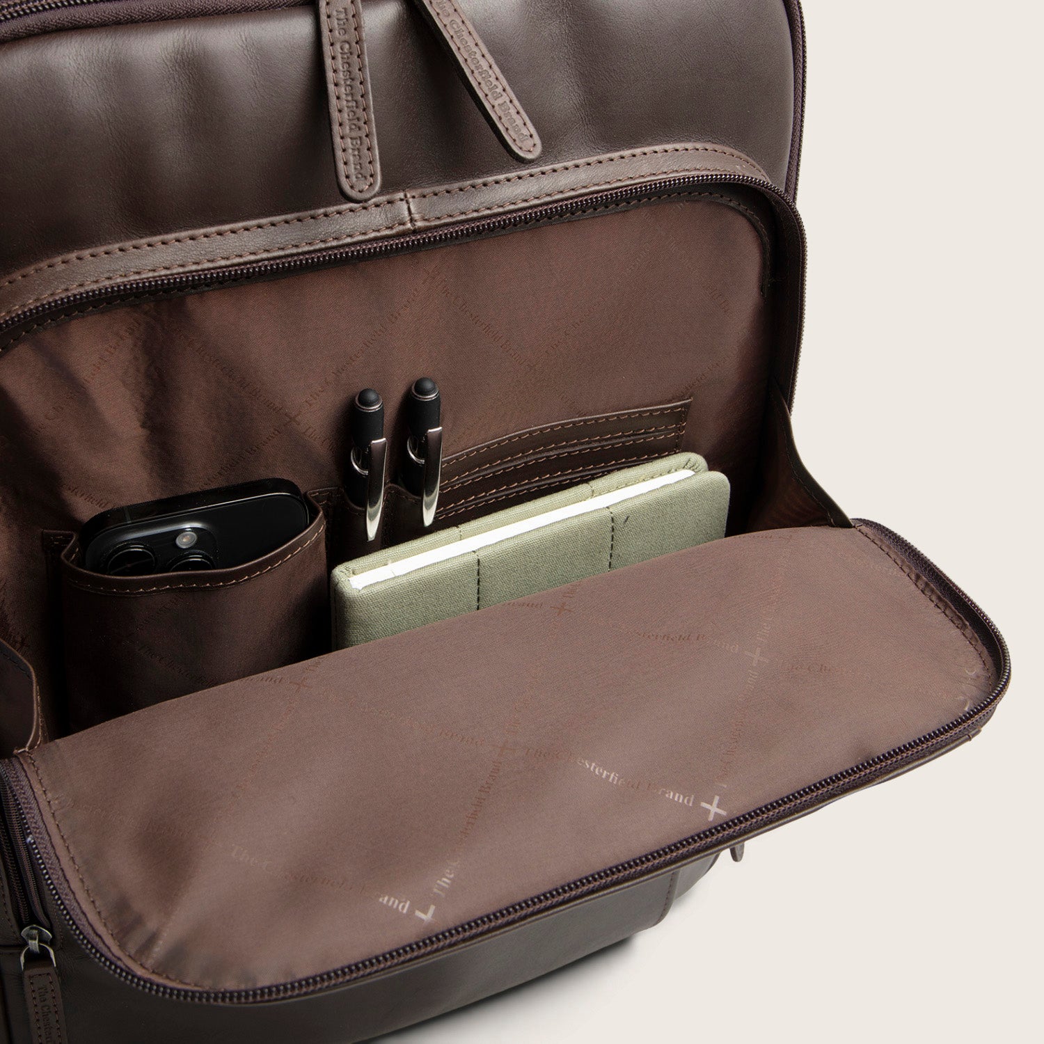 Leather Laptop Backpack Brown Quincy