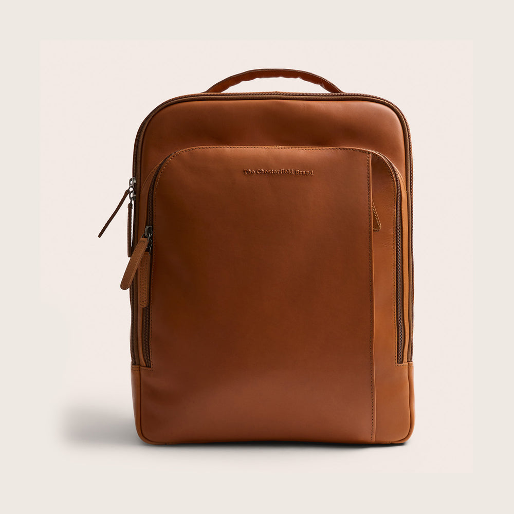 Leather Laptop Backpack Cognac Quincy