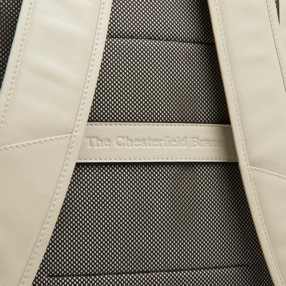 Leather Laptop Backpack Off White Trondheim
