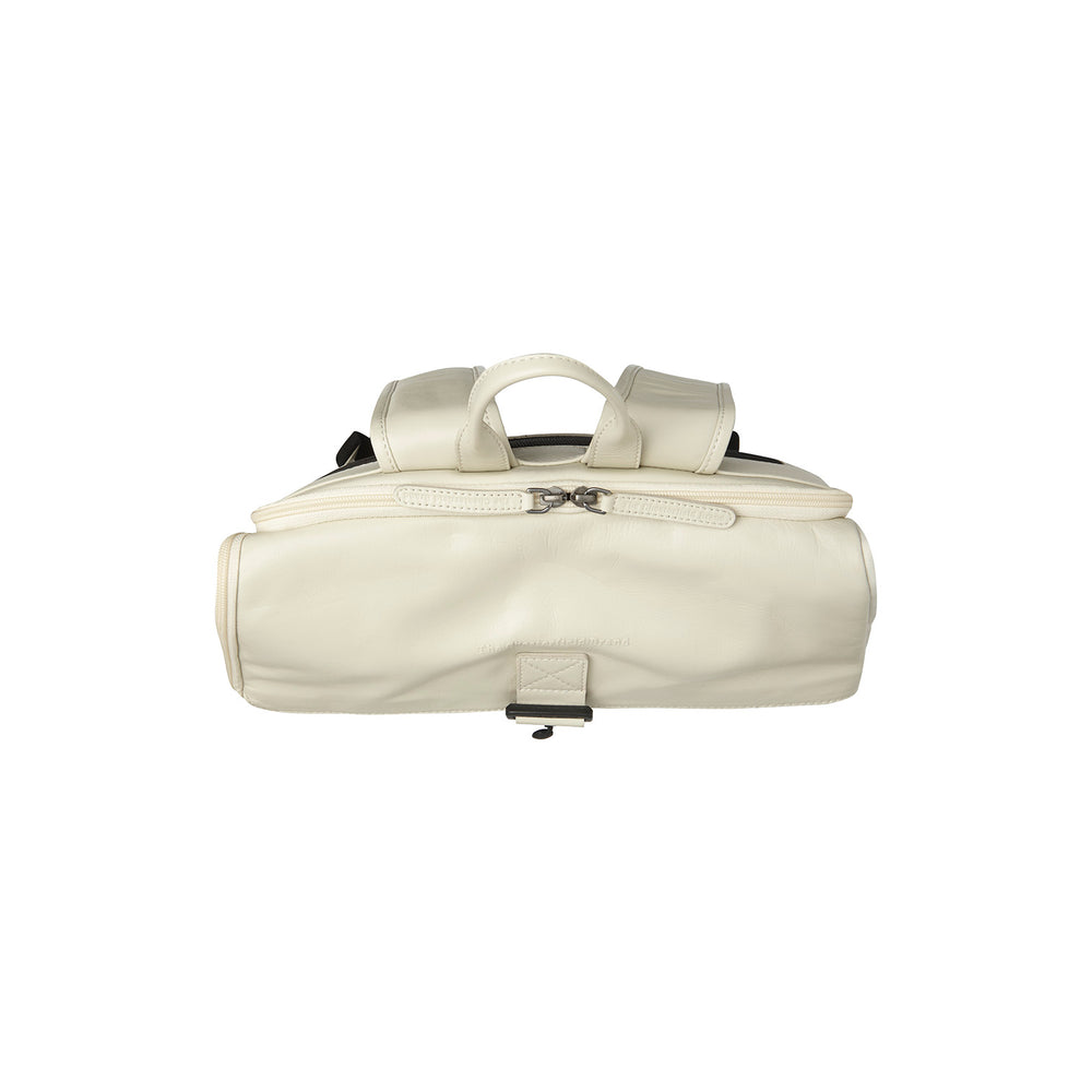 Leather Laptop Backpack Off White Trondheim