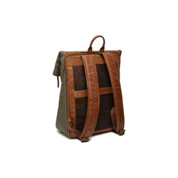 Leder Rucksack Stahl Grün Trondheim
