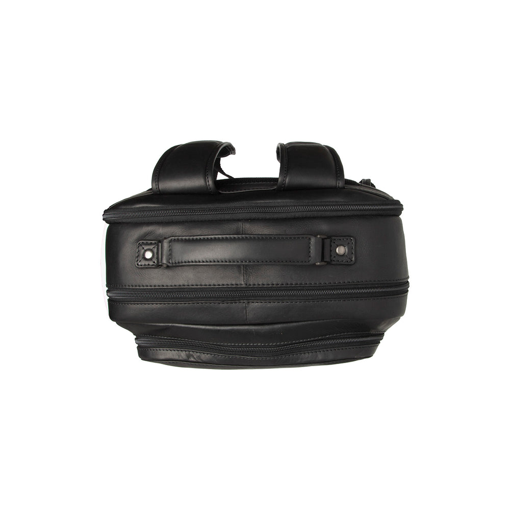 Leder Laptop Rucksack Schwarz Lennox