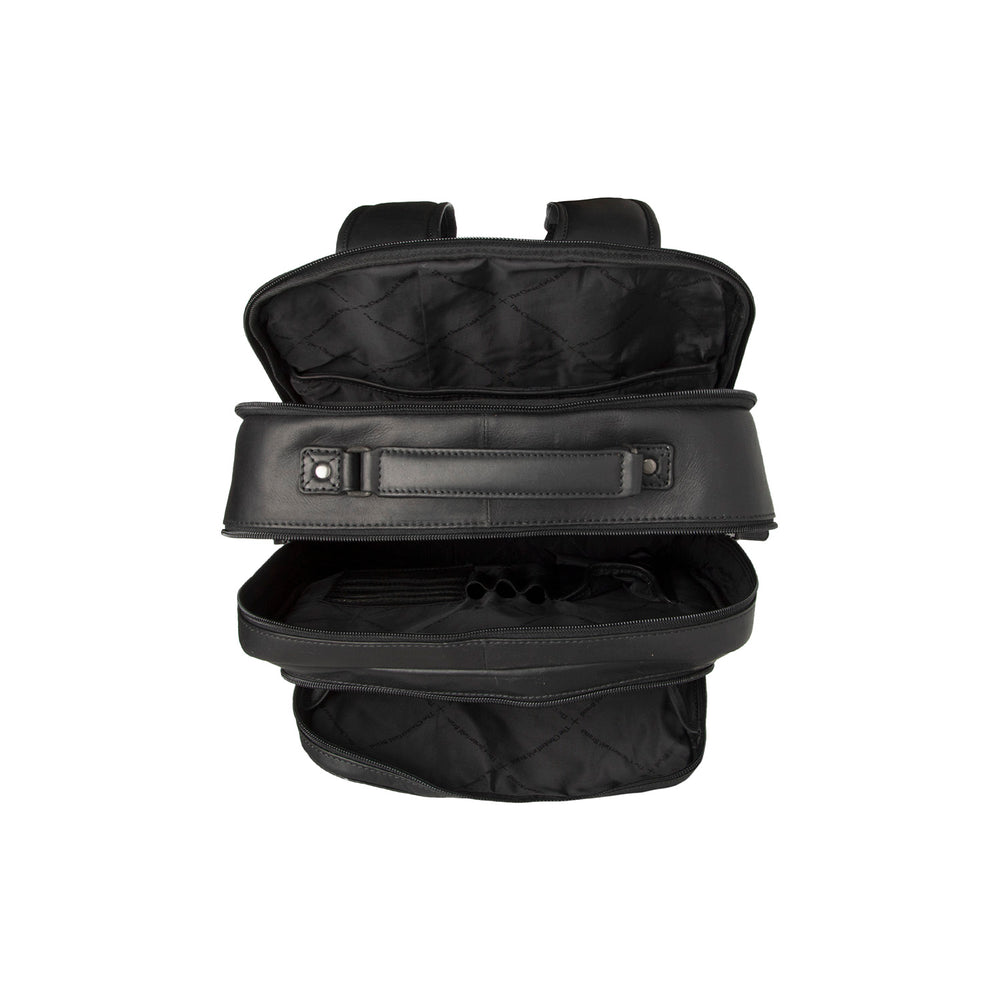 Leder Laptop Rucksack Schwarz Lennox