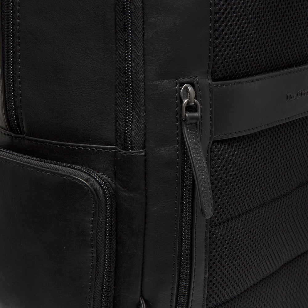 Leder Laptop Rucksack Schwarz Lennox