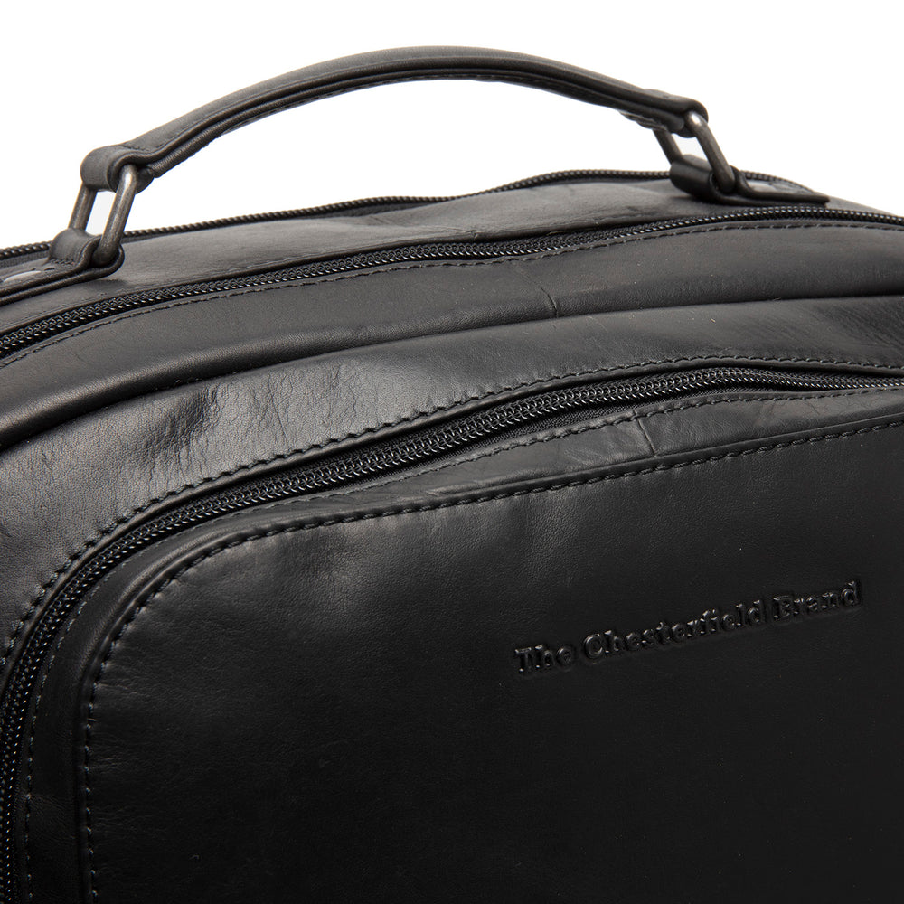 Leder Laptop Rucksack Schwarz Lennox