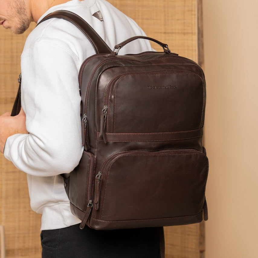 brown leather backpack with laptop sleeve Portland Over time and use Vallis Vintage Leather Laptop College