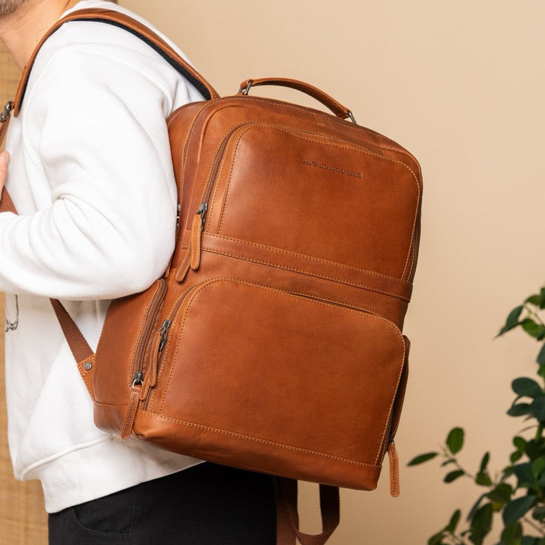 Leather Laptop Backpack Cognac Lennox