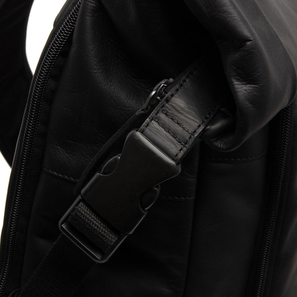 Leather Roll-top Backpack Black Remo