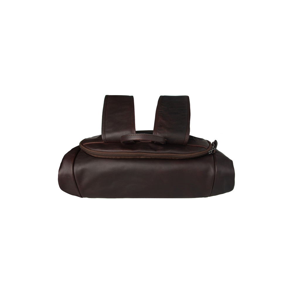 Sac à Dos Roll-top en Cuir Marron Remo