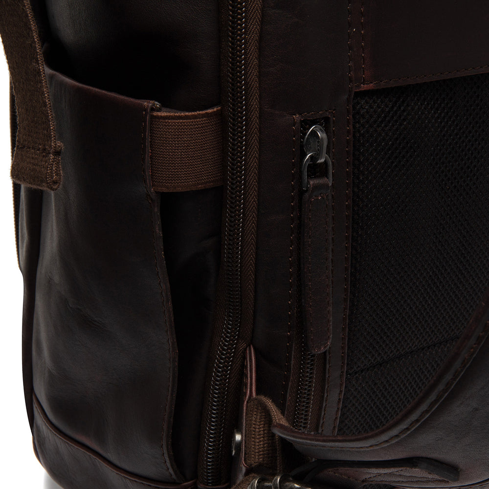 Sac à Dos Roll-top en Cuir Marron Remo