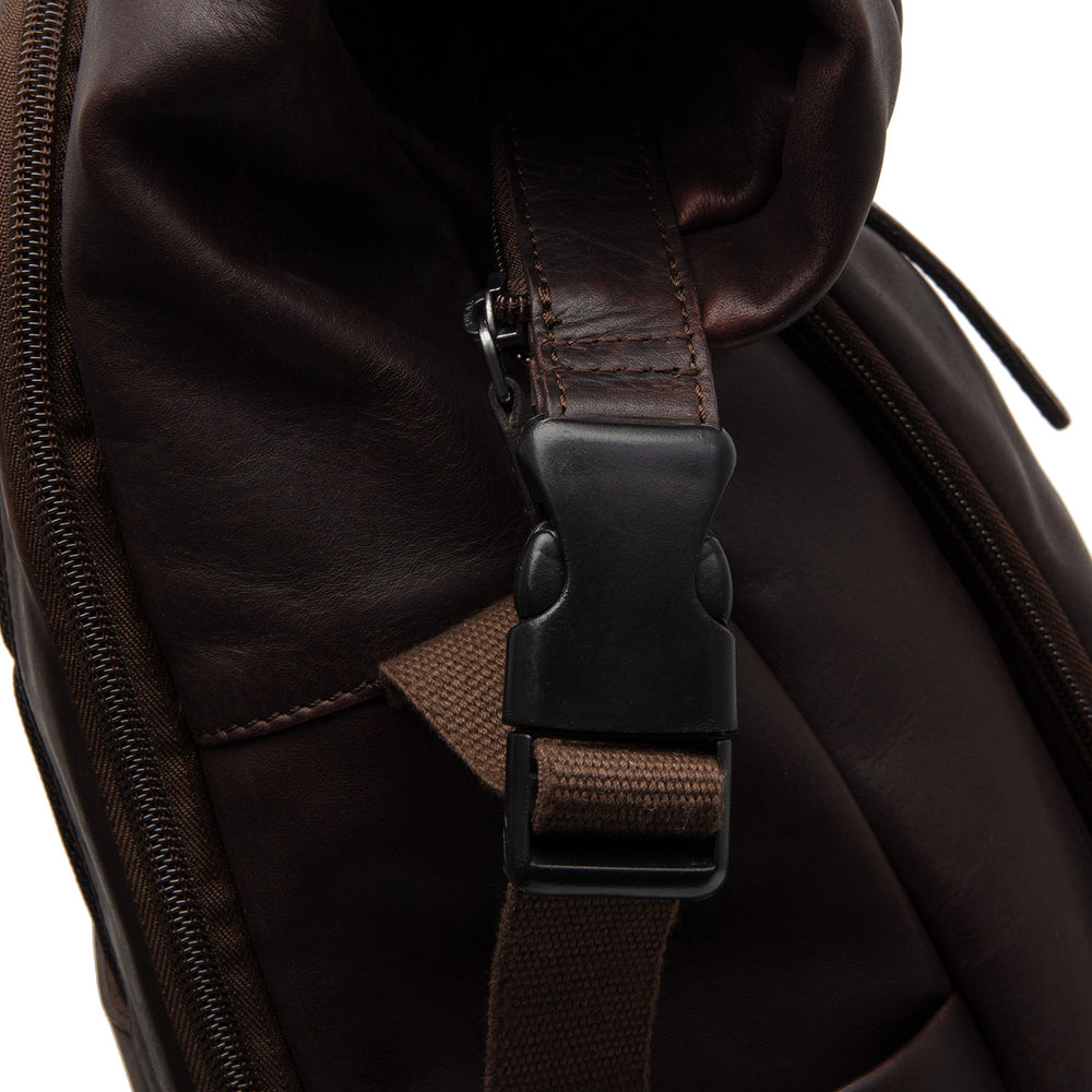 Sac à Dos Roll-top en Cuir Marron Remo